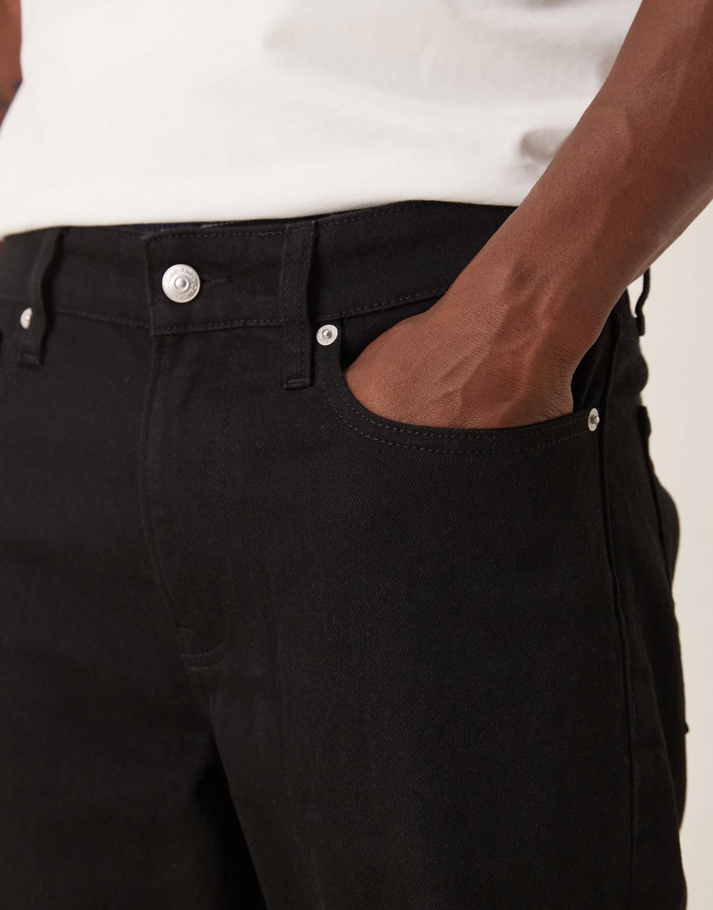 Calvin Klein Jeans slim turn up denim shorts in black