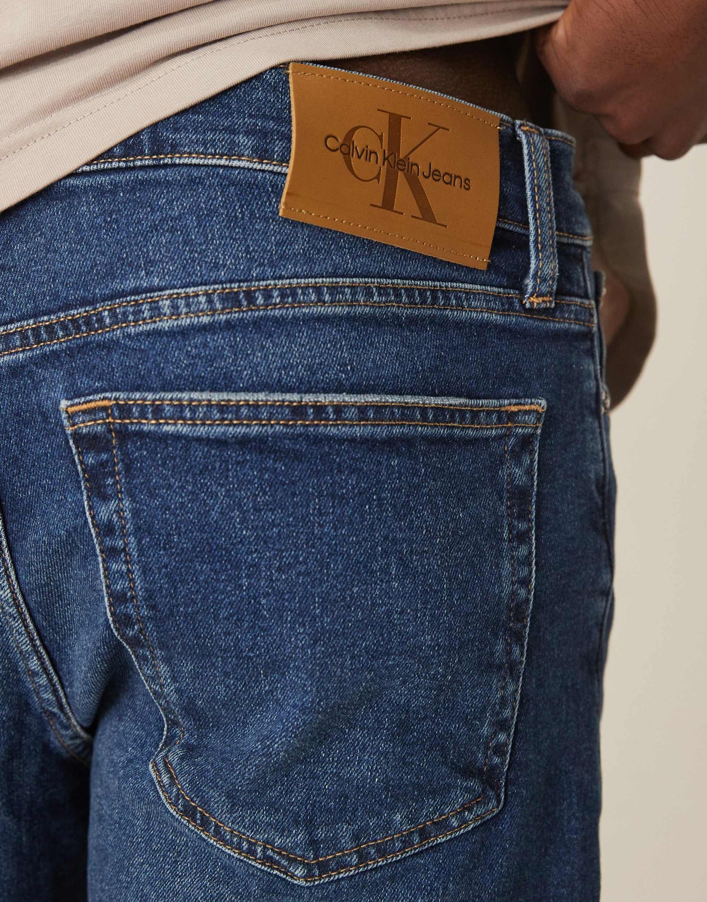 Calvin Klein Jeans slim turn up denim shorts in dark wash