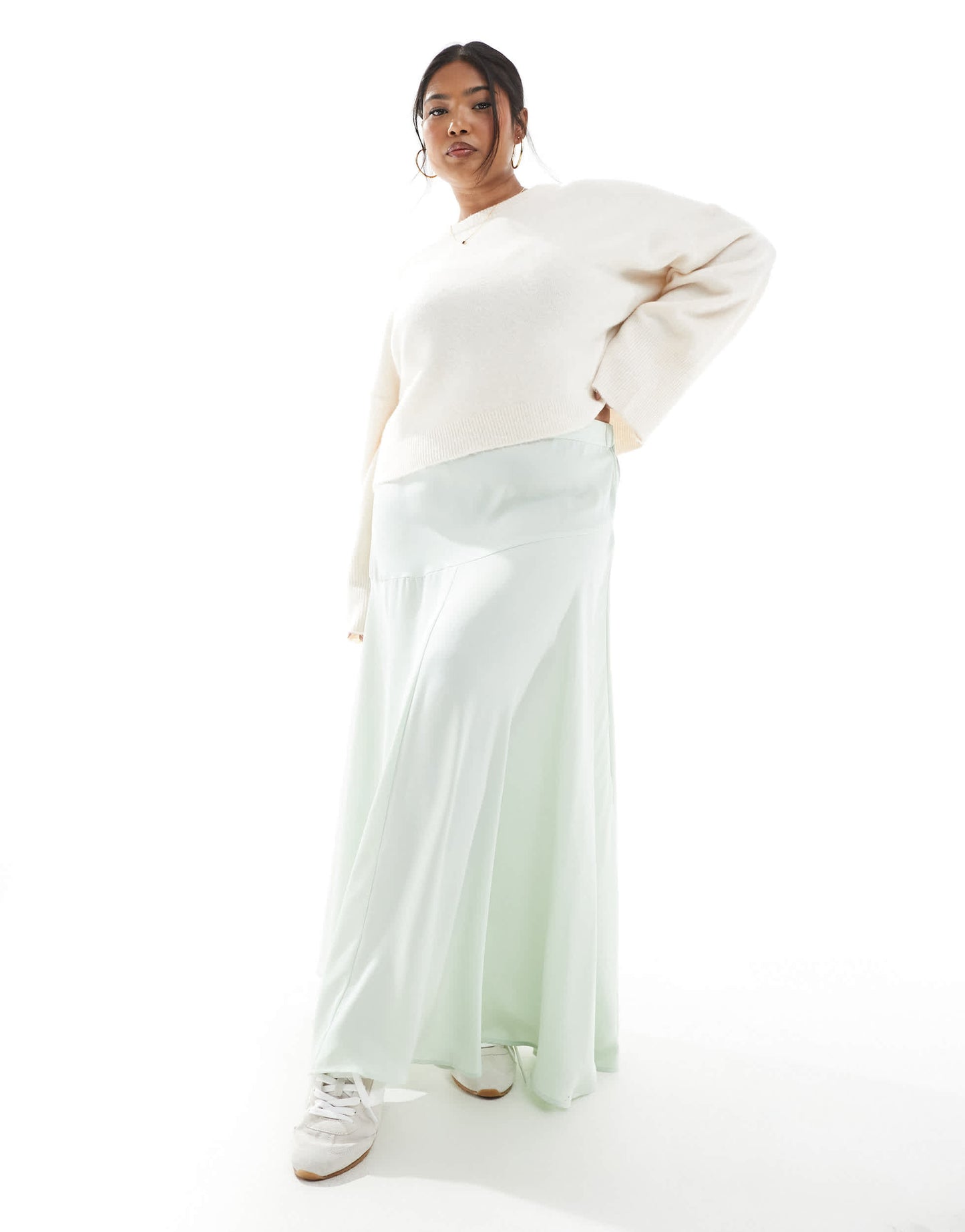 ASOS DESIGN Curve volume maxi skirt in sage