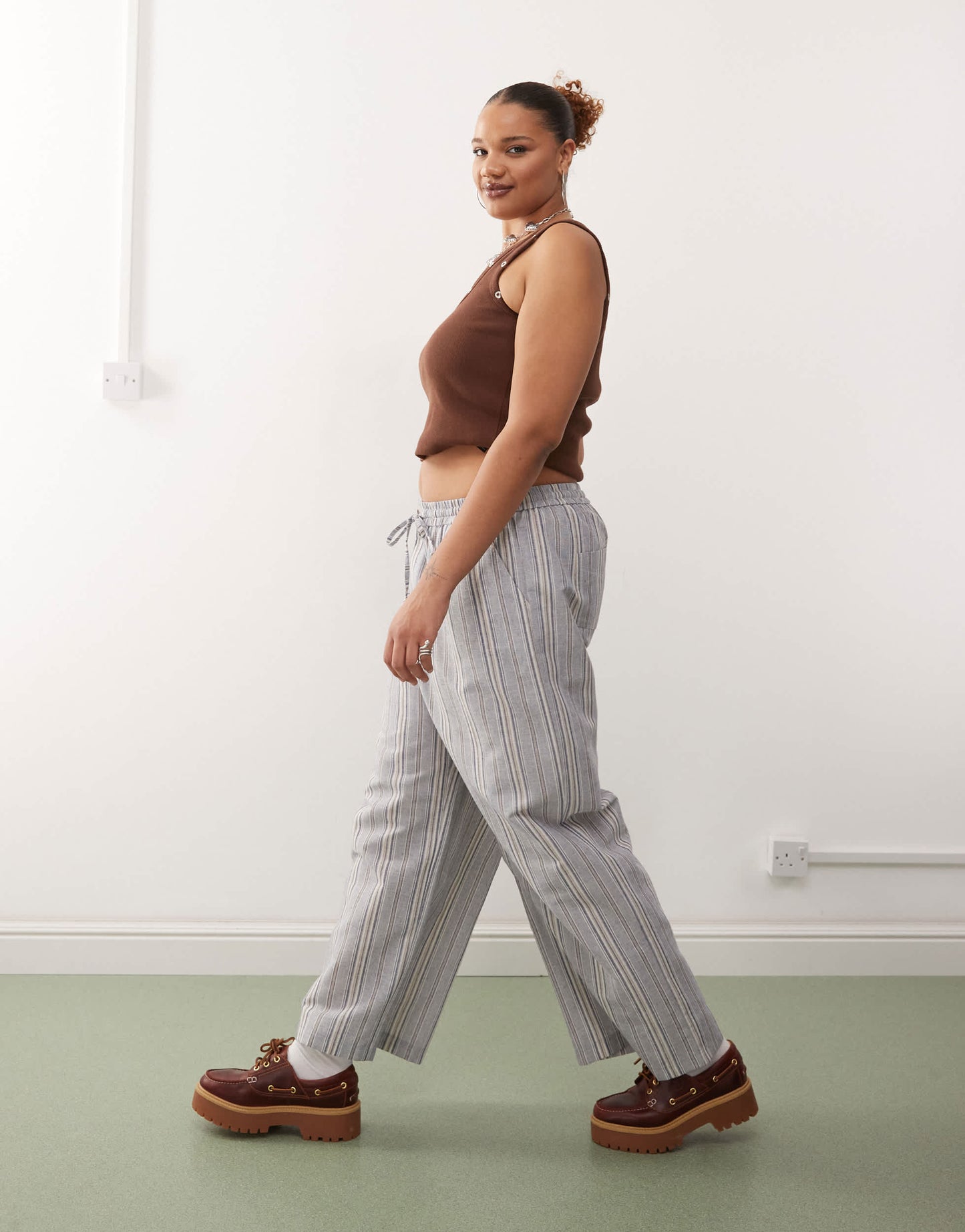 COLLUSION Plus stripe woven trouser with cargo pockets in multi - MULTI