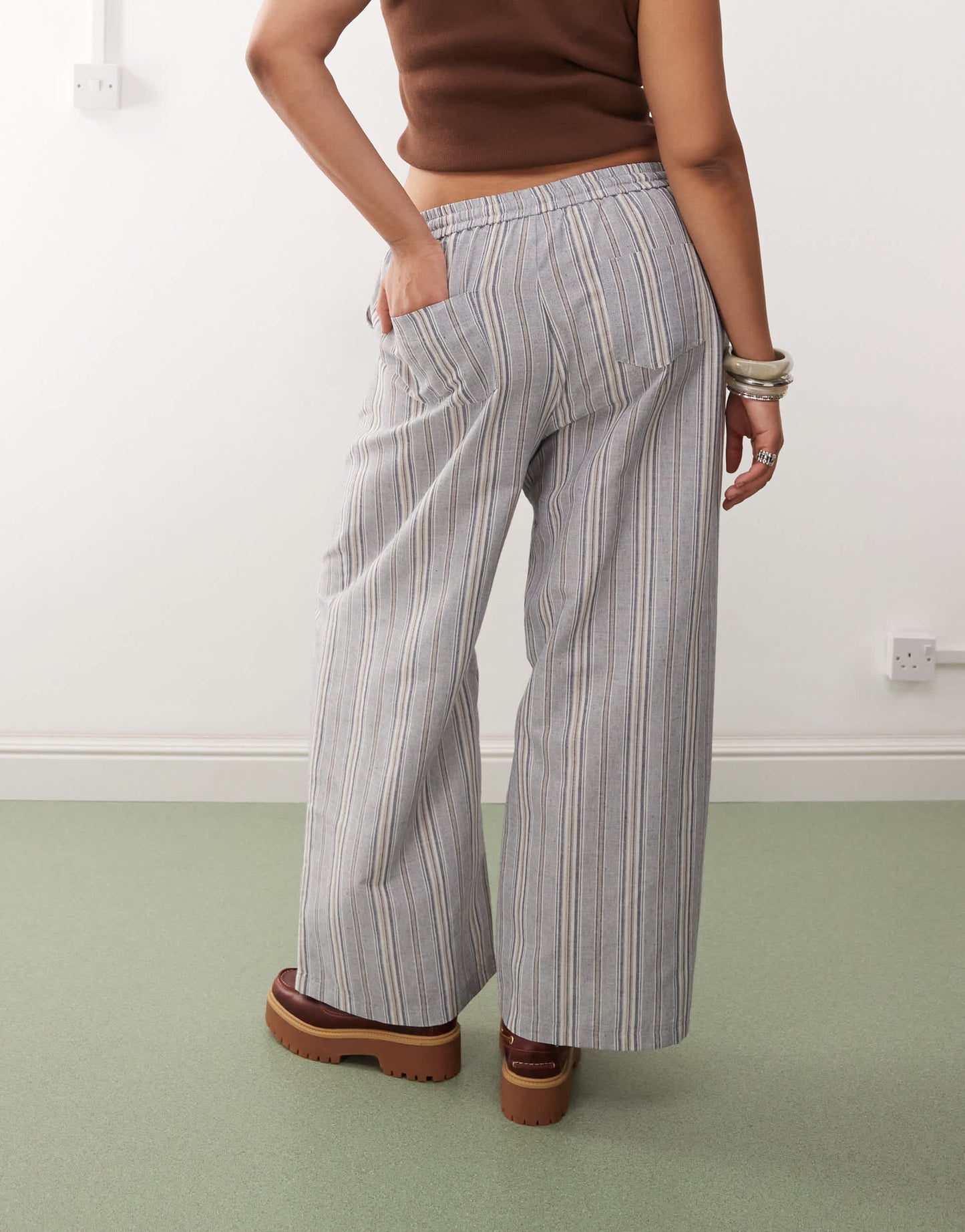 COLLUSION Plus stripe woven trouser with cargo pockets in multi - MULTI