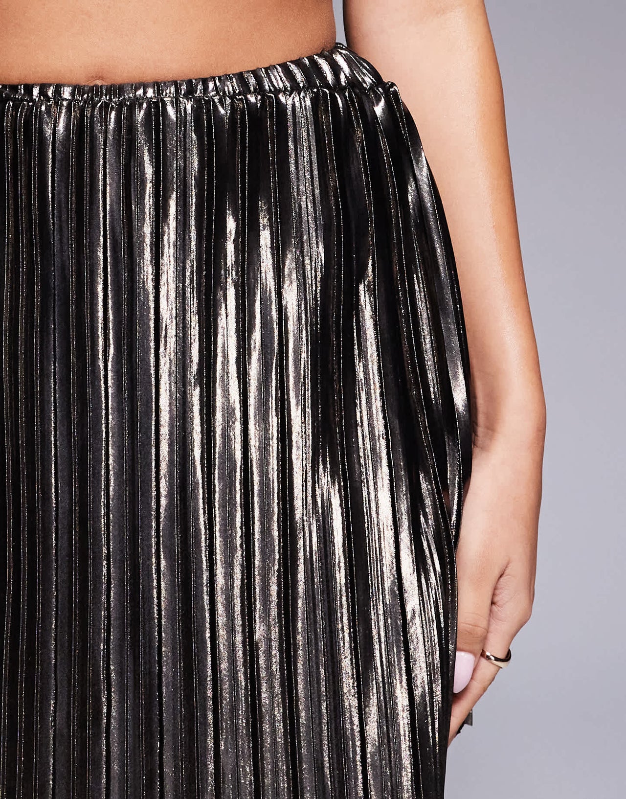 ASOS DESIGN plisse mini skirt in metallic gold