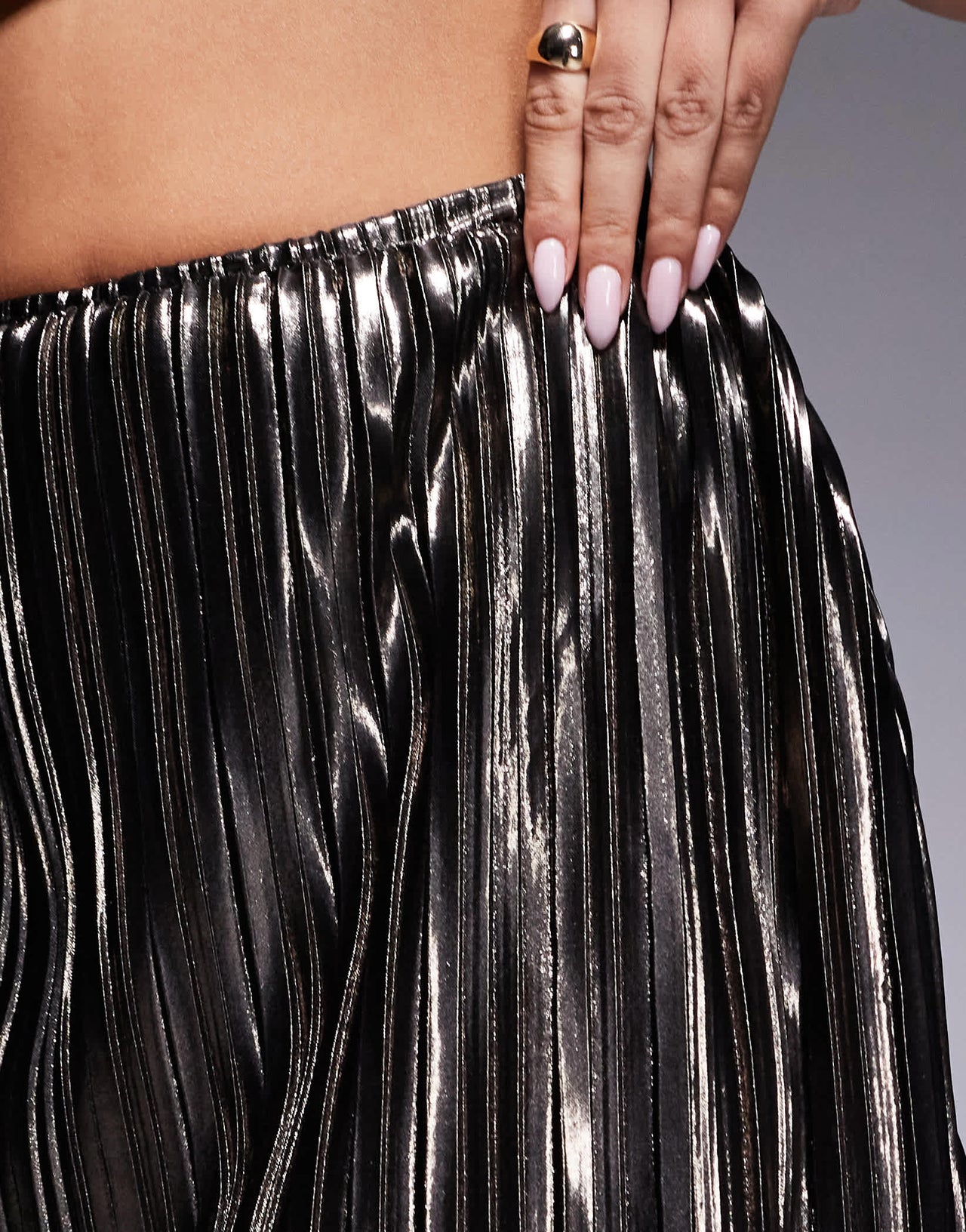 ASOS DESIGN plisse mini skirt in metallic gold