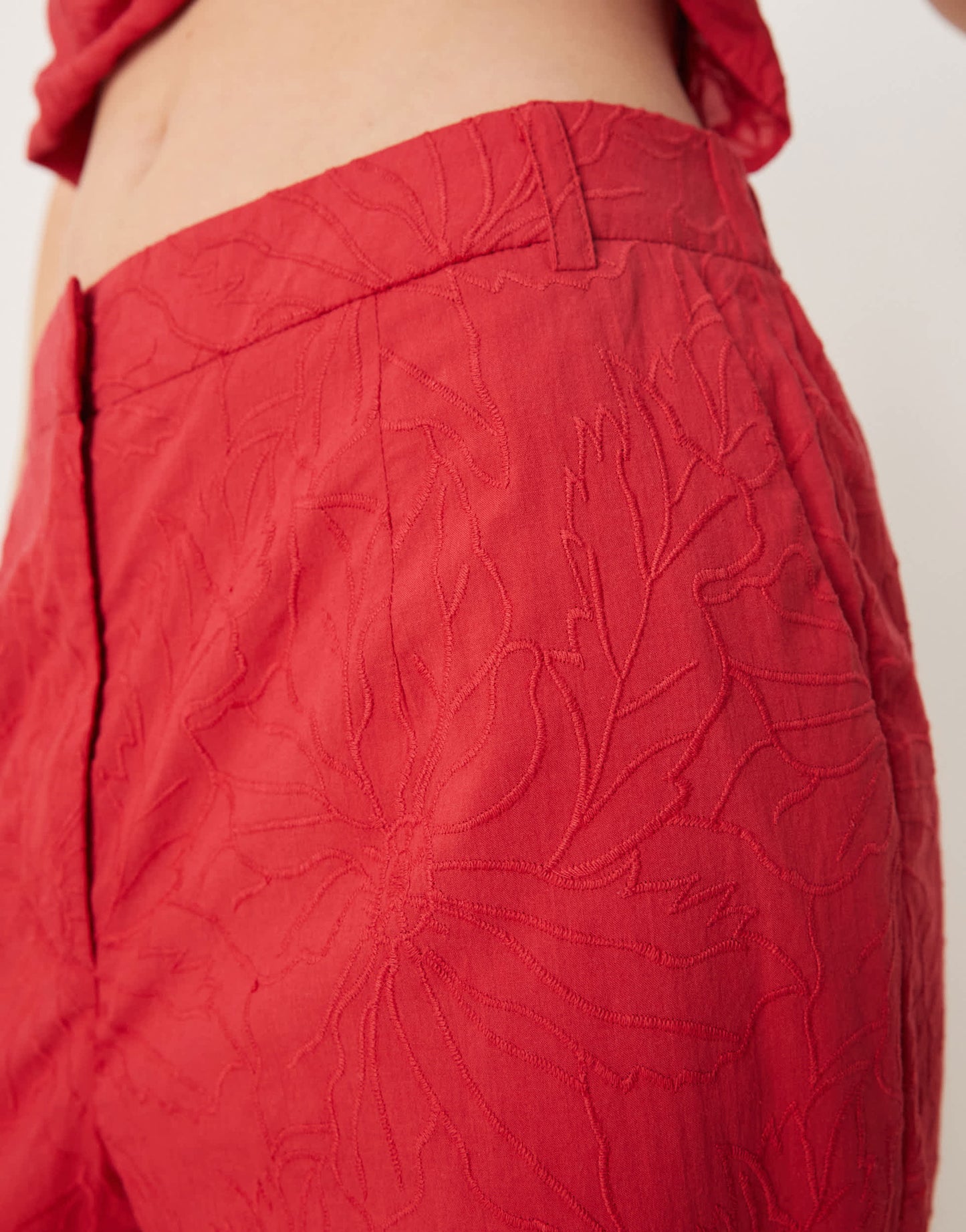 ASOS DESIGN tailored flower textured relaxed trousers co-ord in red