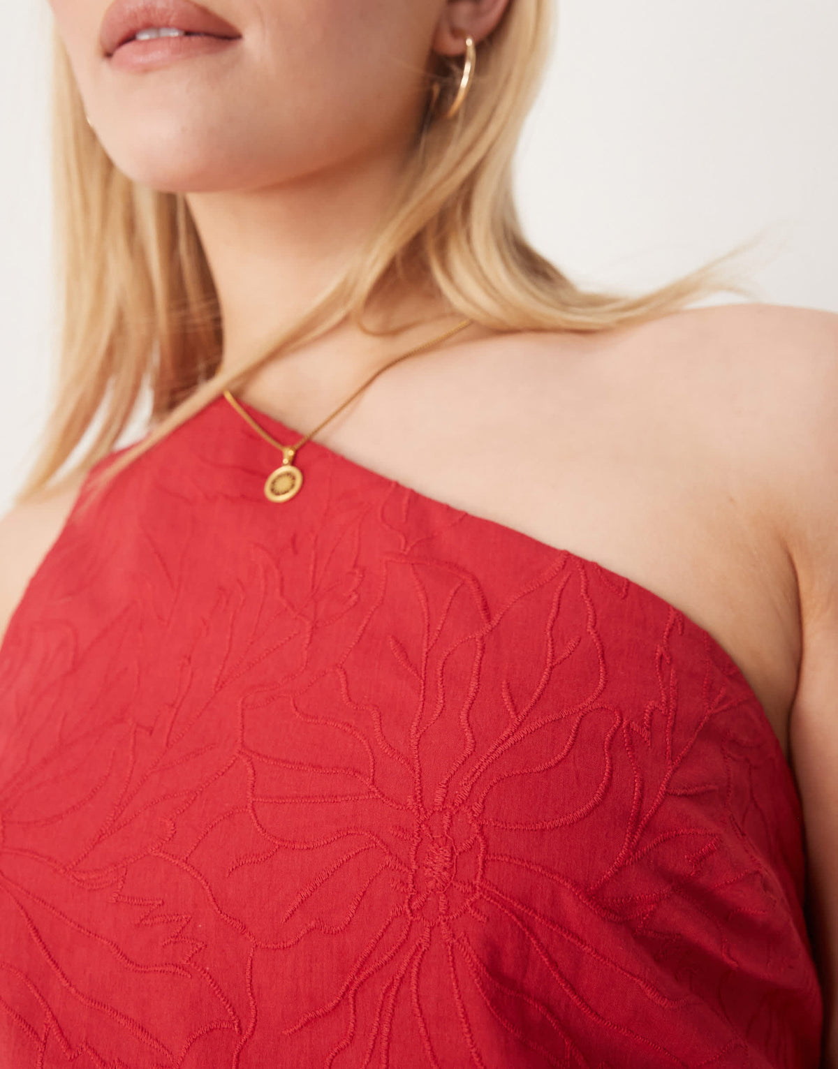 ASOS DESIGN tailored flower textured off the shoulder top co-ord in red