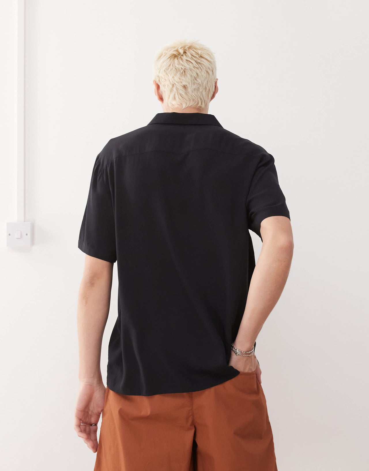 Reclaimed Vintage viscose shirt in black