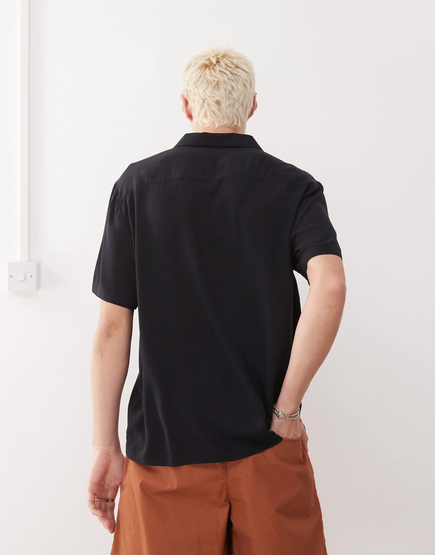 Reclaimed Vintage viscose shirt in black