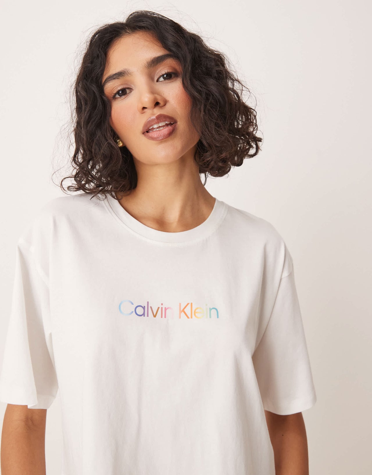 Calvin Klein Pride crop pyjama t-shirt in white