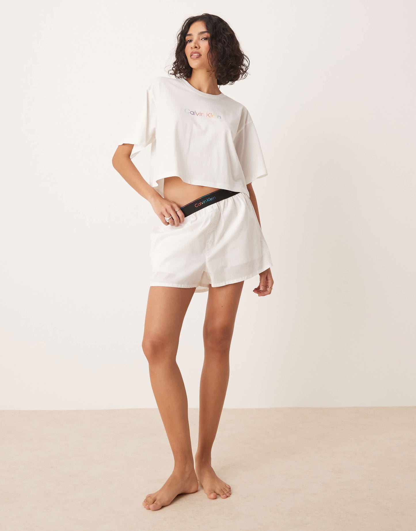 Calvin Klein Pride crop pyjama t-shirt in white