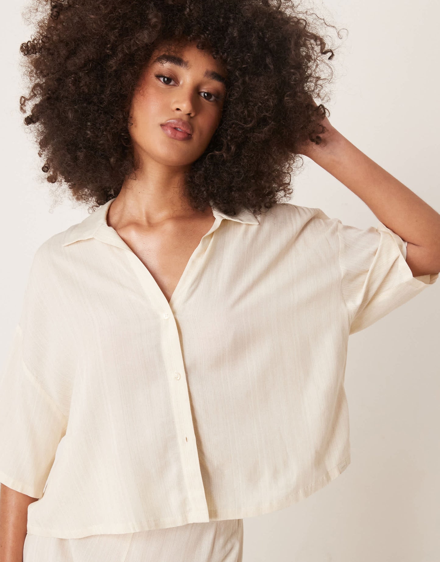 Calvin Klein shirt and short pyjama set in cream