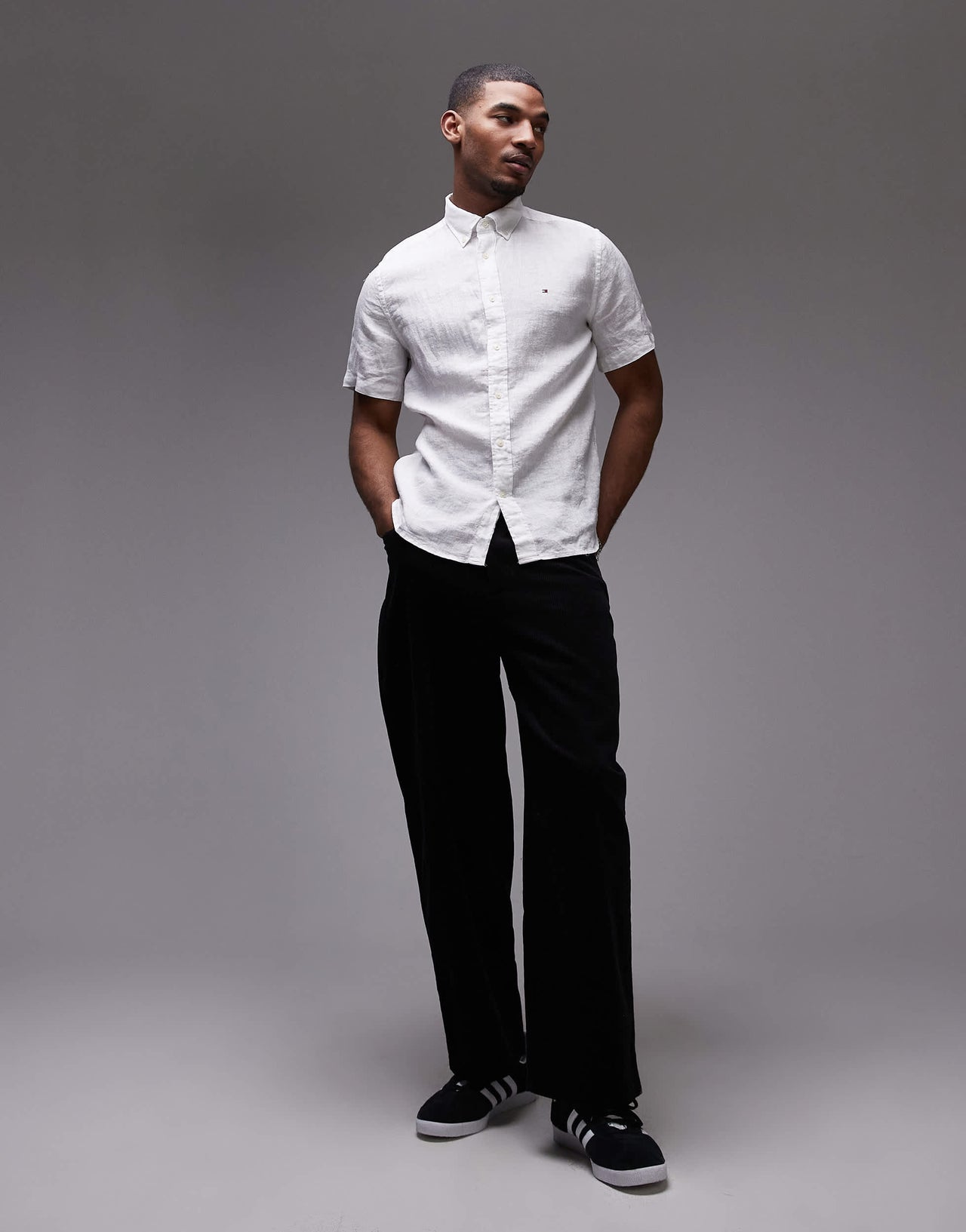 Tommy Hilfiger linen short sleeve shirt in white