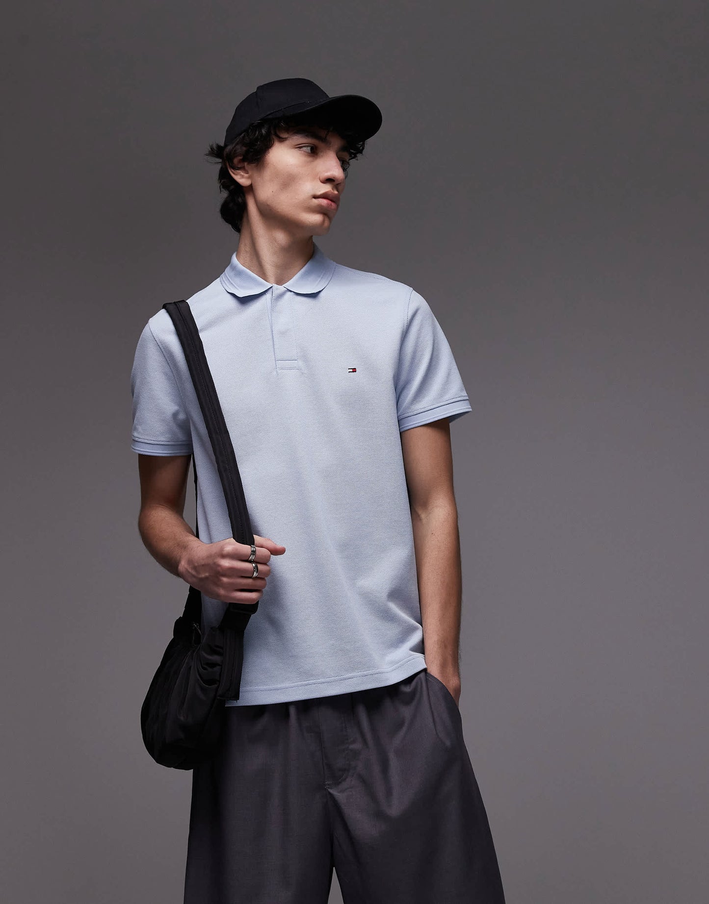 Tommy Hilfiger textured regular polo shirt in pale blue