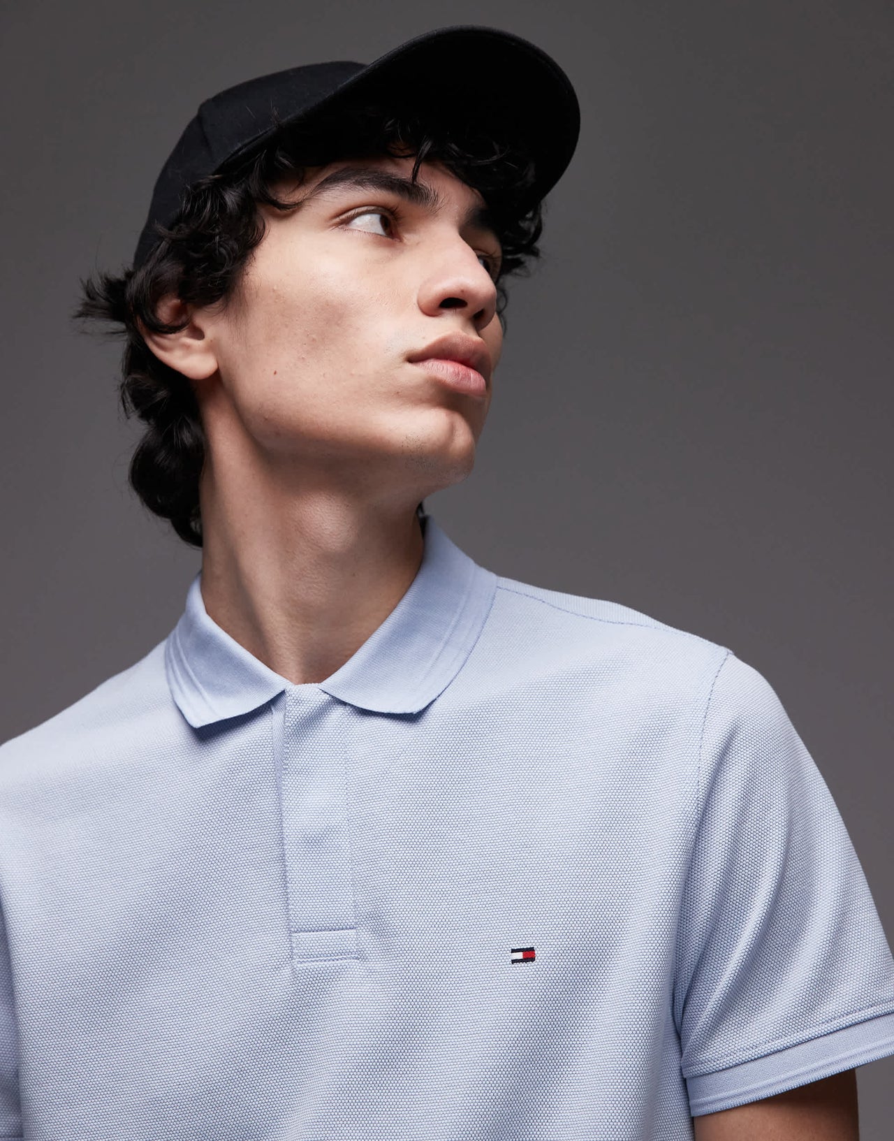 Tommy Hilfiger textured regular polo shirt in pale blue