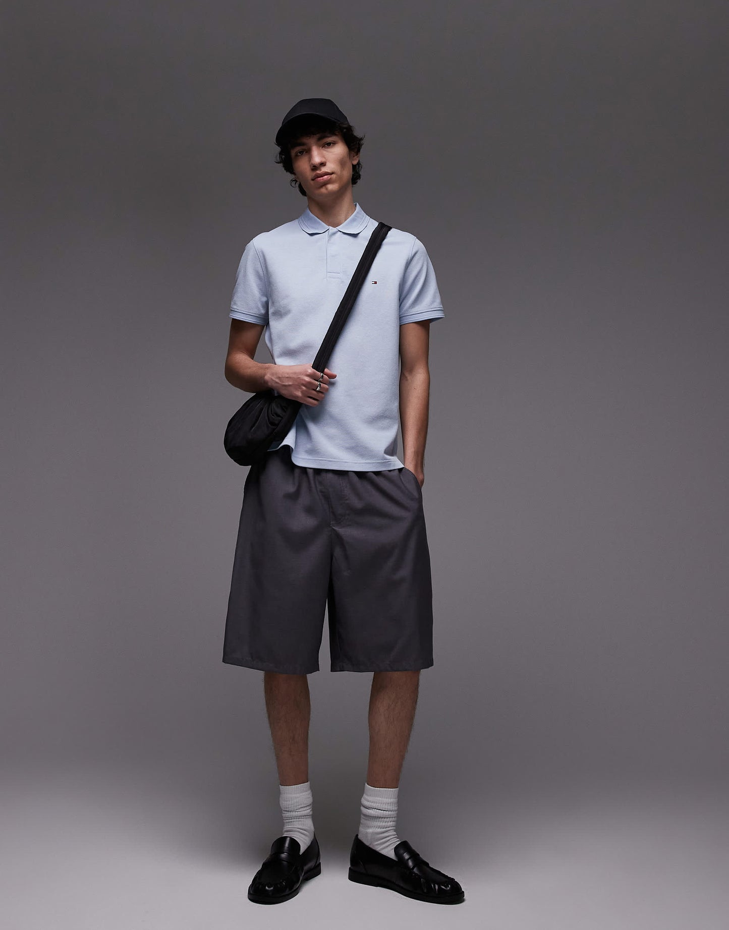 Tommy Hilfiger textured regular polo shirt in pale blue