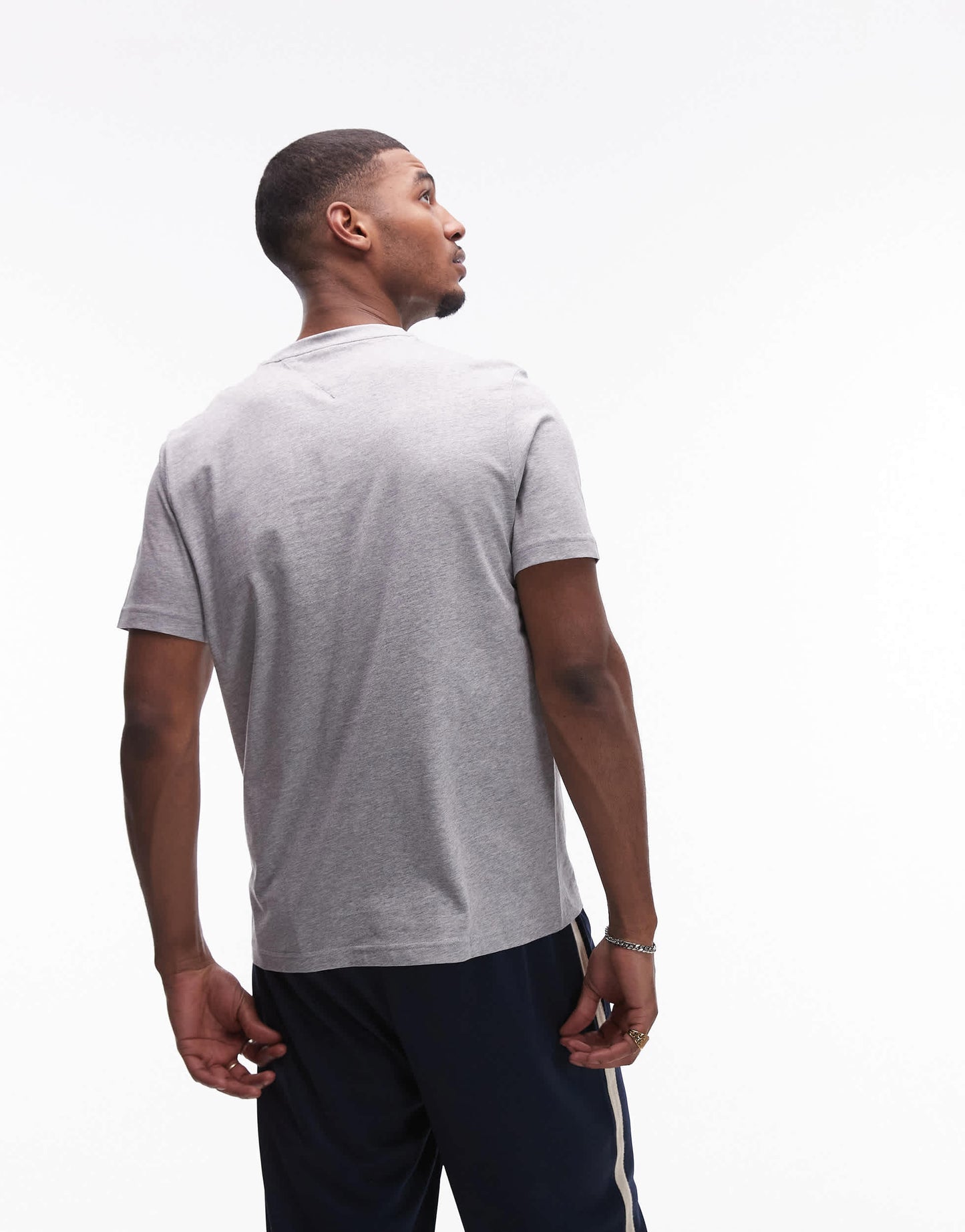 Tommy Hilfiger centre stack linear logo t-shirt in grey