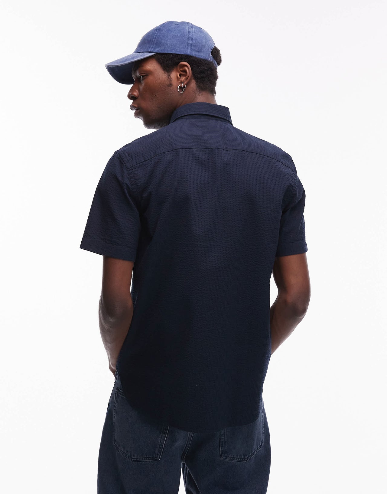Tommy Hilfiger seersucker short sleeve shirt in navy