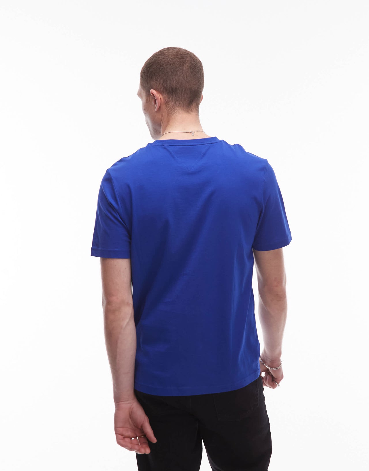 Tommy Hilfiger centre stack linear logo t-shirt in bright blue