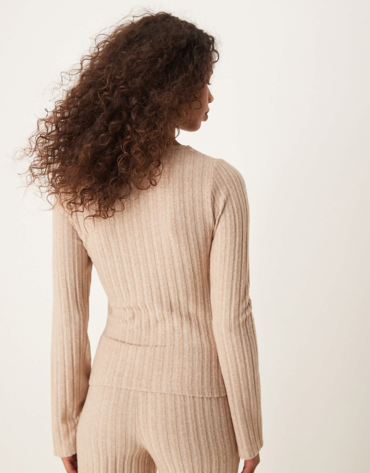 ASOS DESIGN scoop square neck supersoft wide rib top co ord in oat