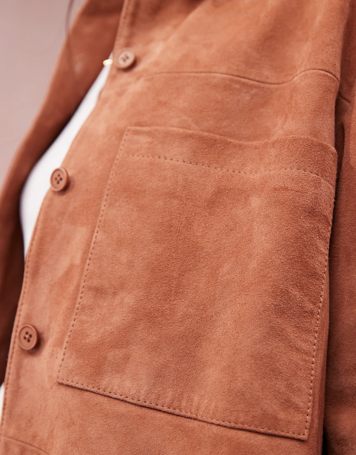 ASOS DESIGN suede cropped boxy shirt co-ord in tan