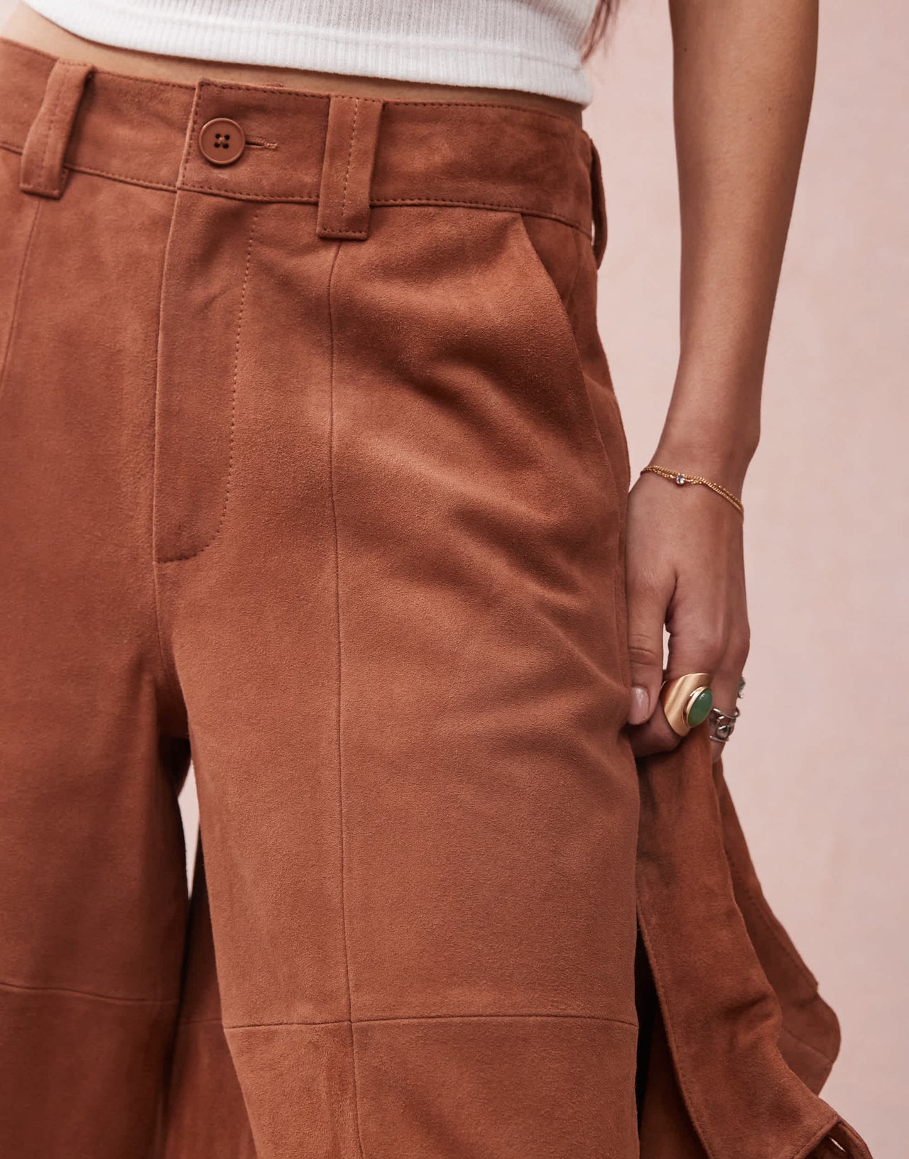 ASOS DESIGN suede bermuda shorts co-ord in tan