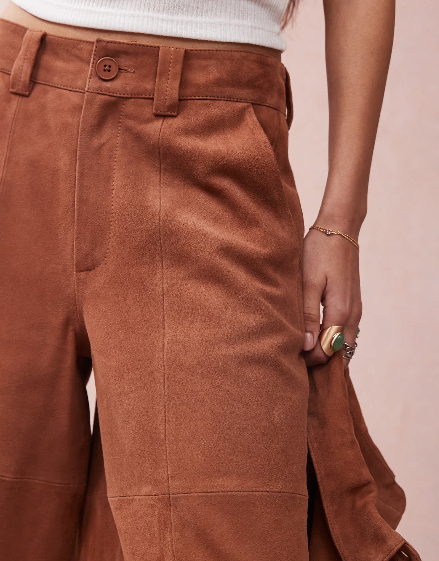 ASOS DESIGN suede bermuda shorts co-ord in tan