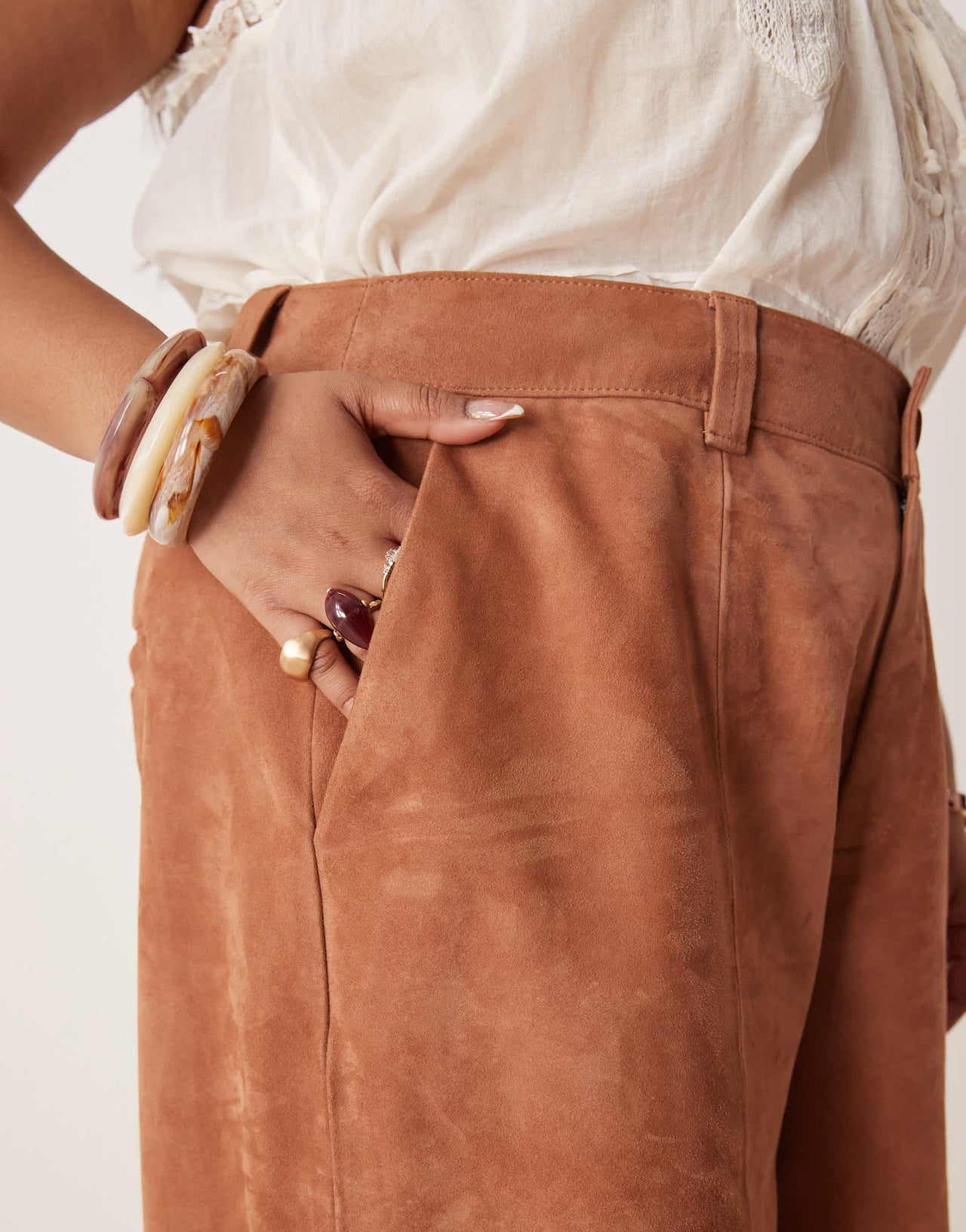 ASOS DESIGN Curve suede bermuda shorts co-ord in tan