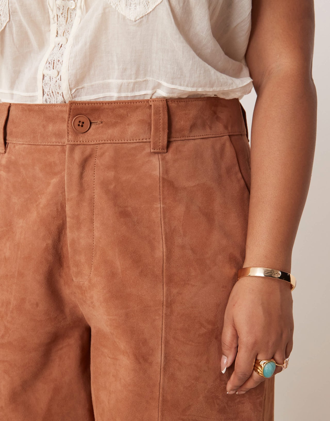 ASOS DESIGN Curve suede bermuda shorts co-ord in tan