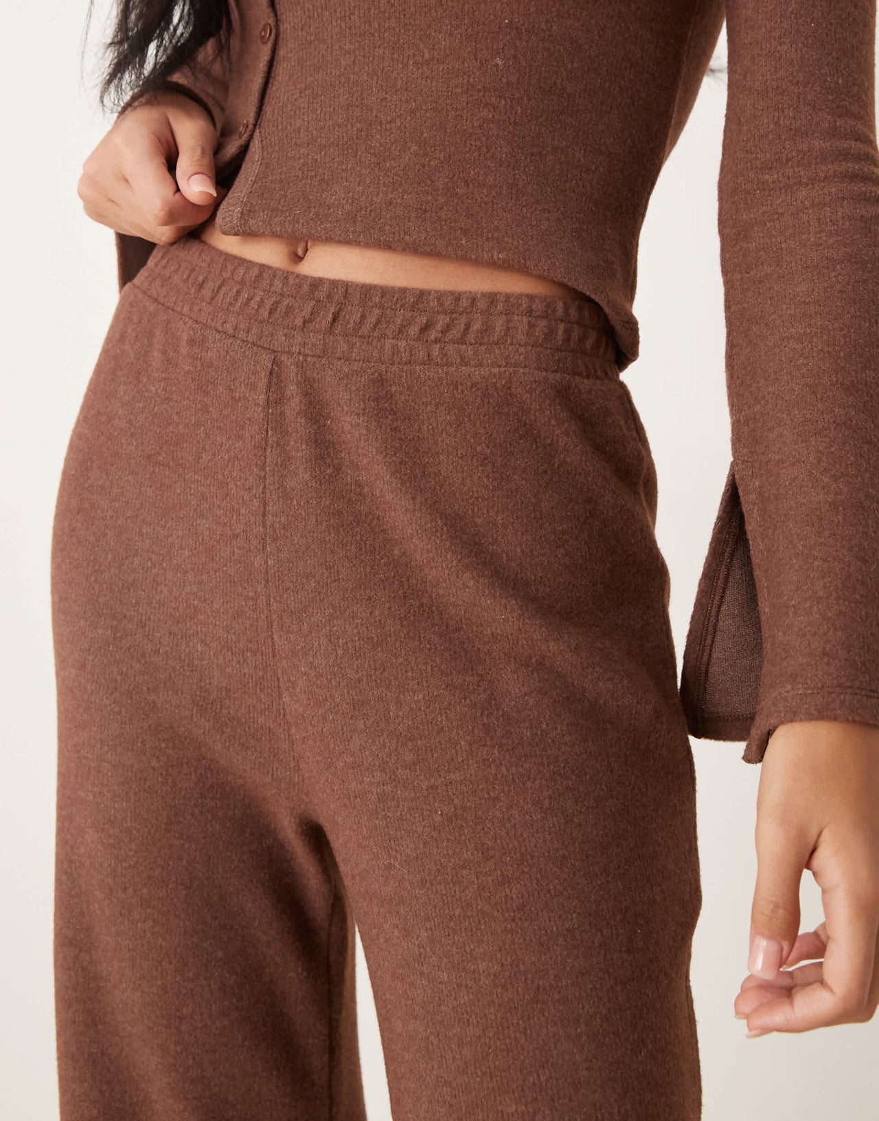 ASOS DESIGN supersoft low rise cuffed jogger co ord in chocolate marl
