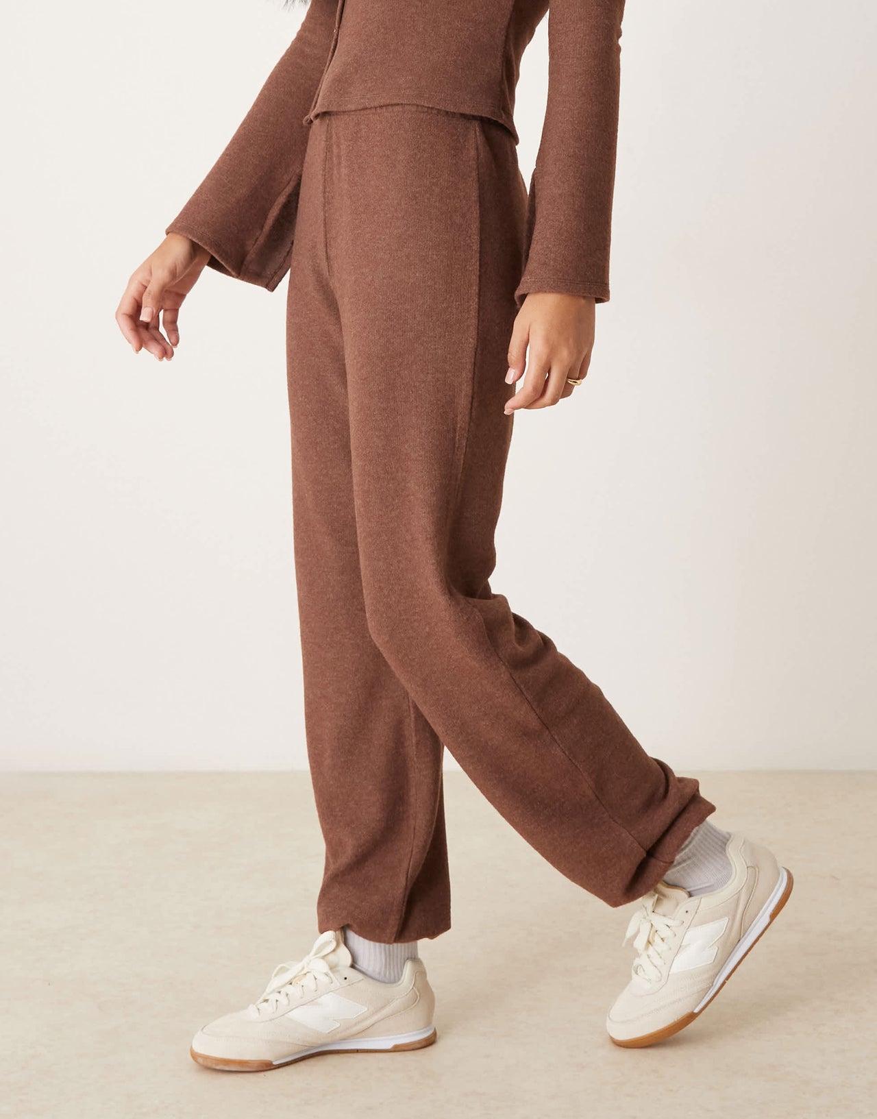 ASOS DESIGN supersoft low rise cuffed jogger co ord in chocolate marl
