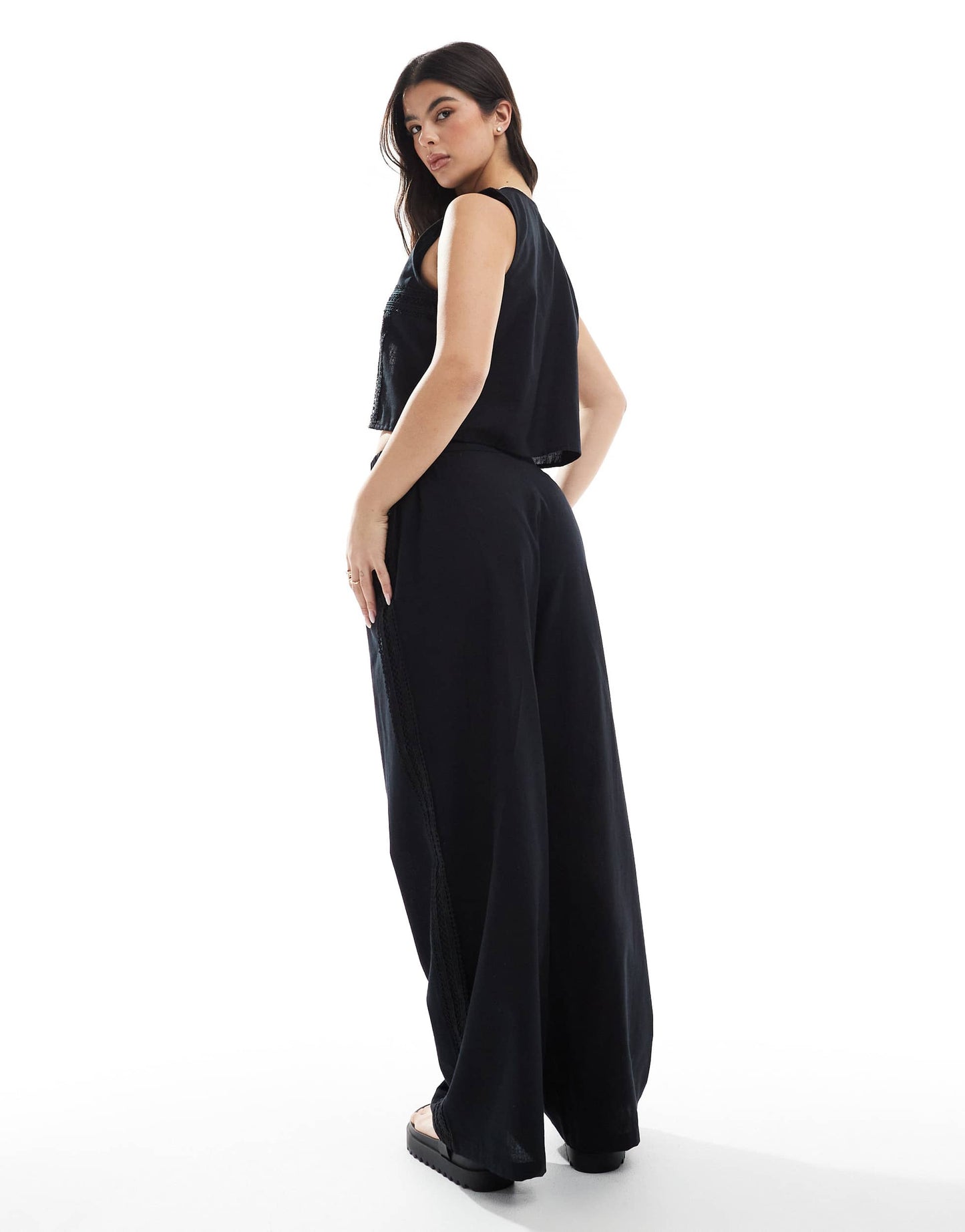 Esmee Exclusive beach trouser co-ord in black