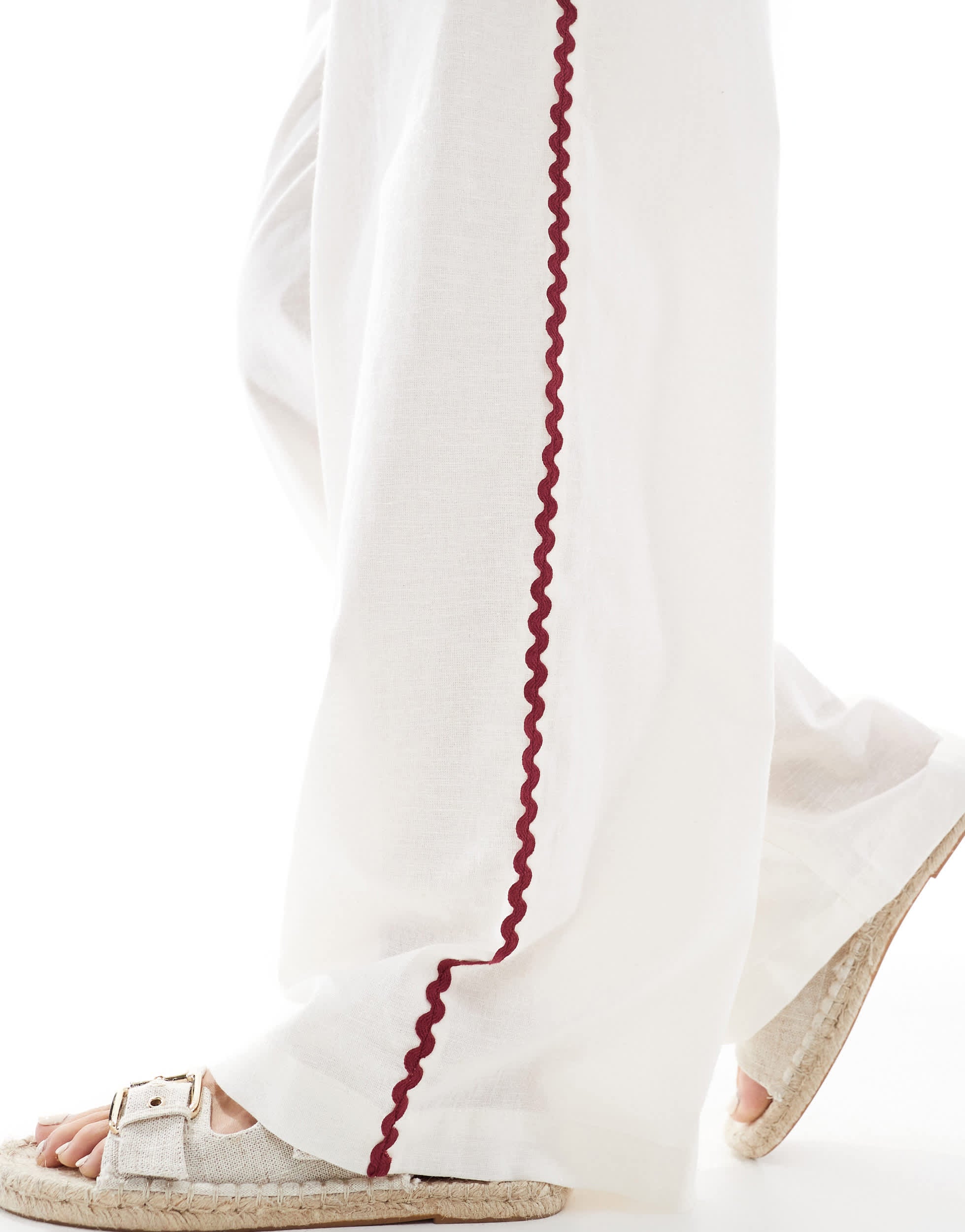Esmee Exclusive ric rac beach trouser co-ord in white & red