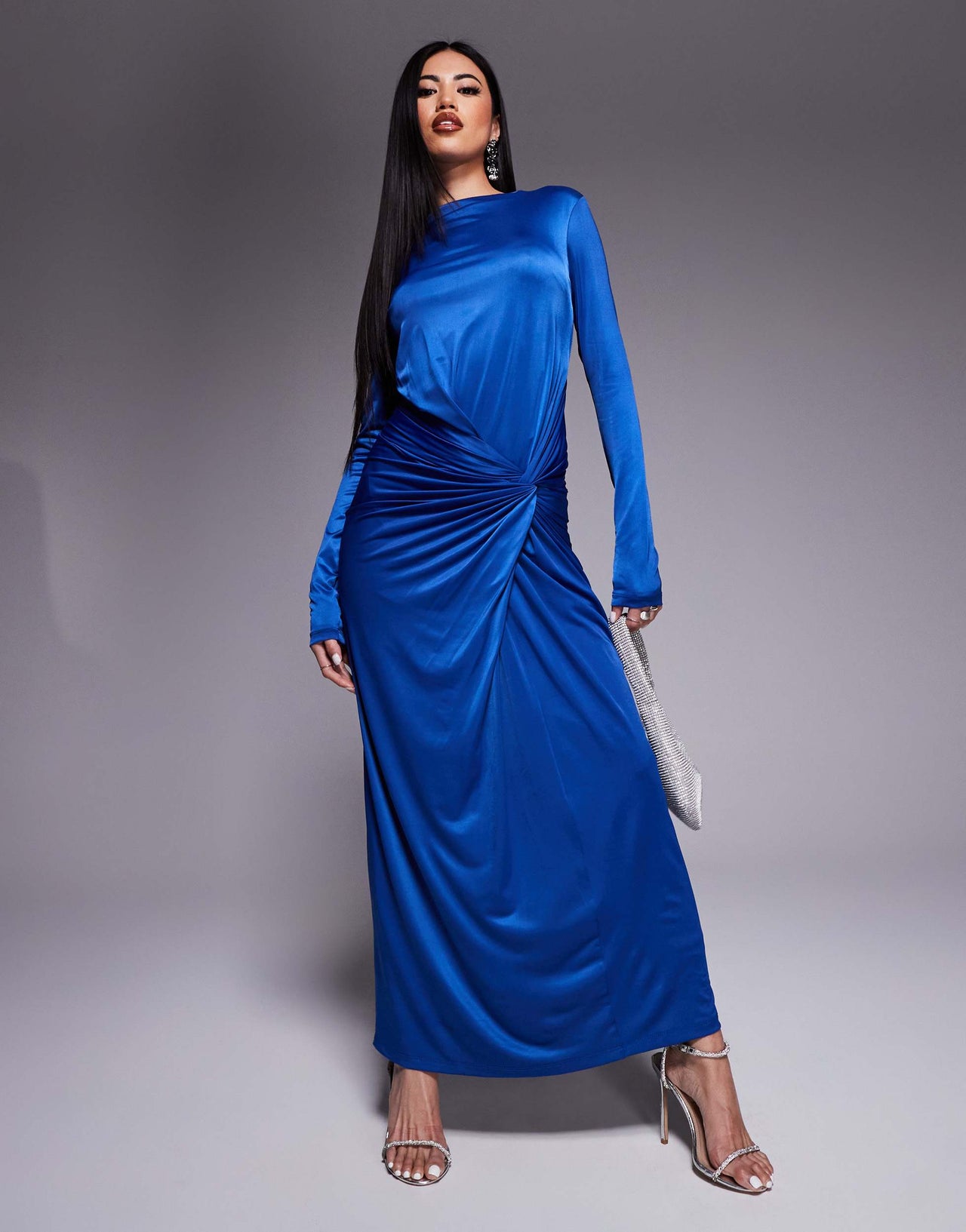 Daska twist front dress in cobalt blue