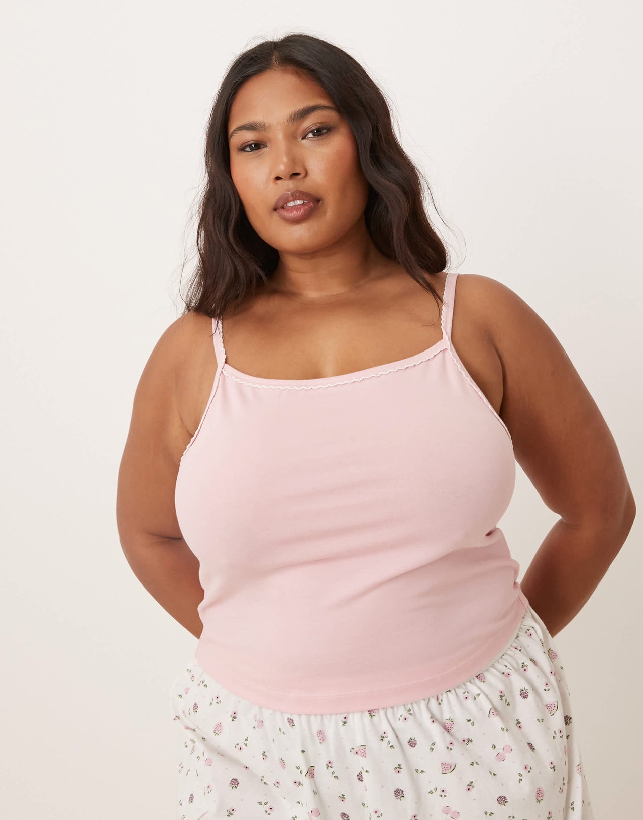 ASOS DESIGN Curve mix & match pyjama cami in pink
