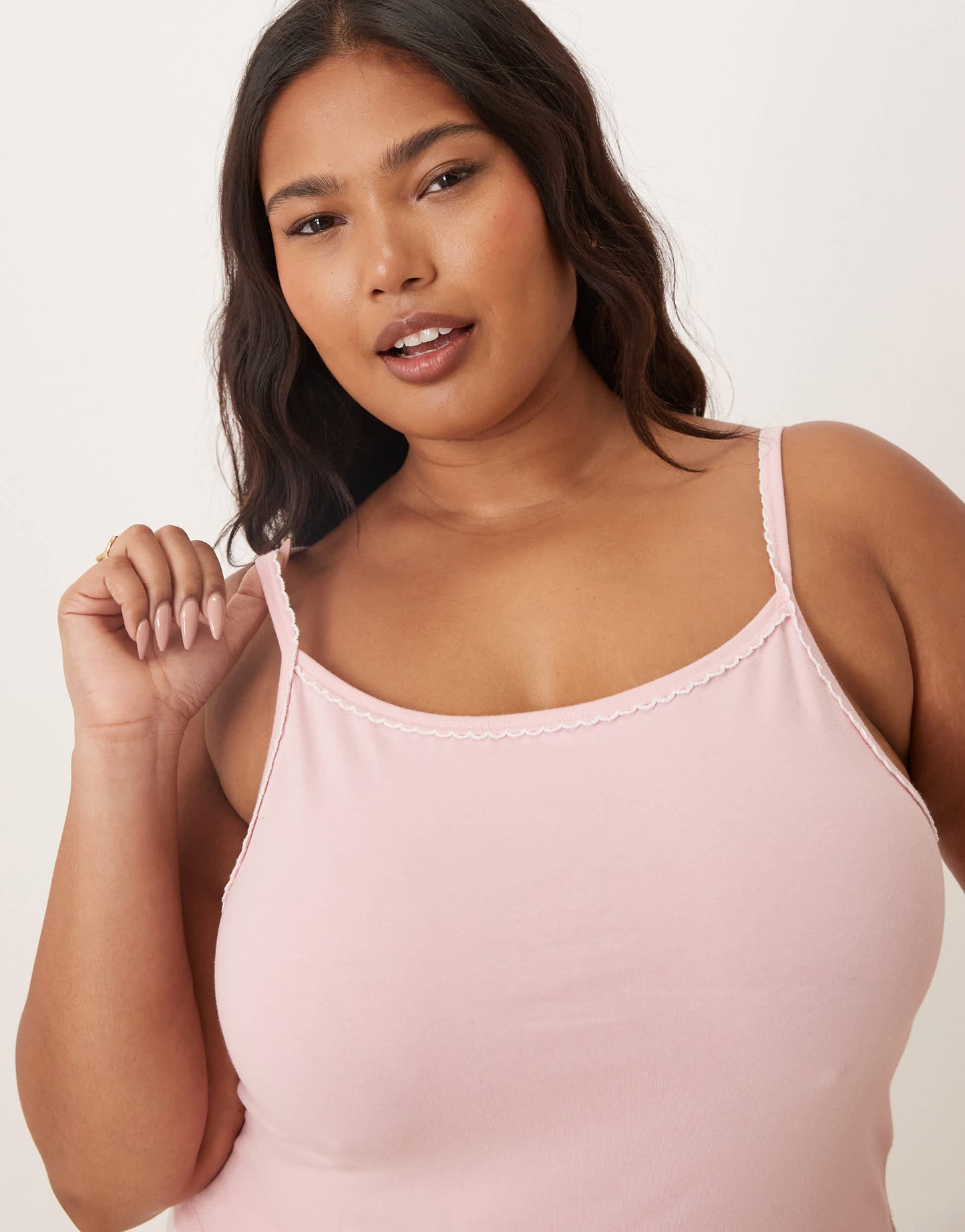 ASOS DESIGN Curve mix & match pyjama cami in pink