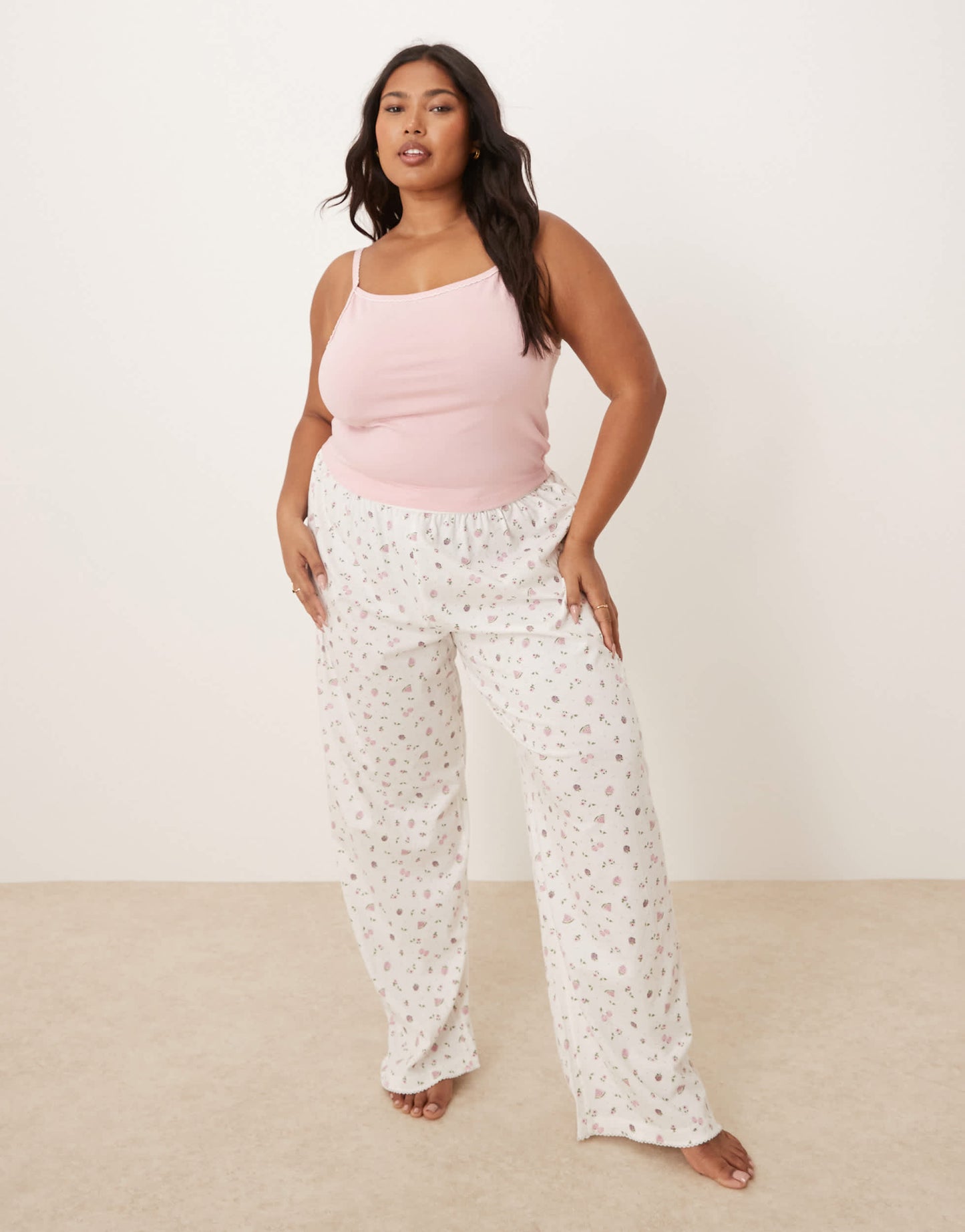 ASOS DESIGN Curve mix & match pyjama cami in pink