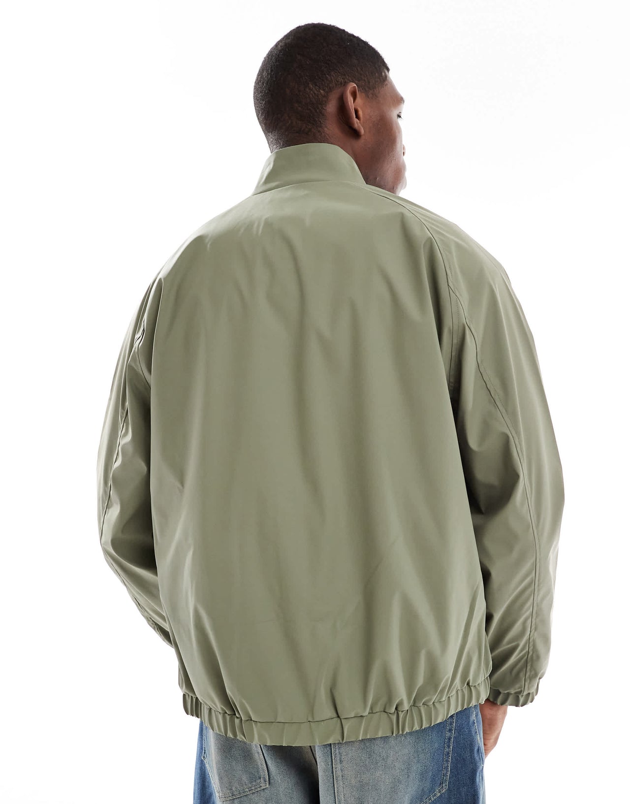 ASOS DESIGN oversized rubberised windbreaker khaki