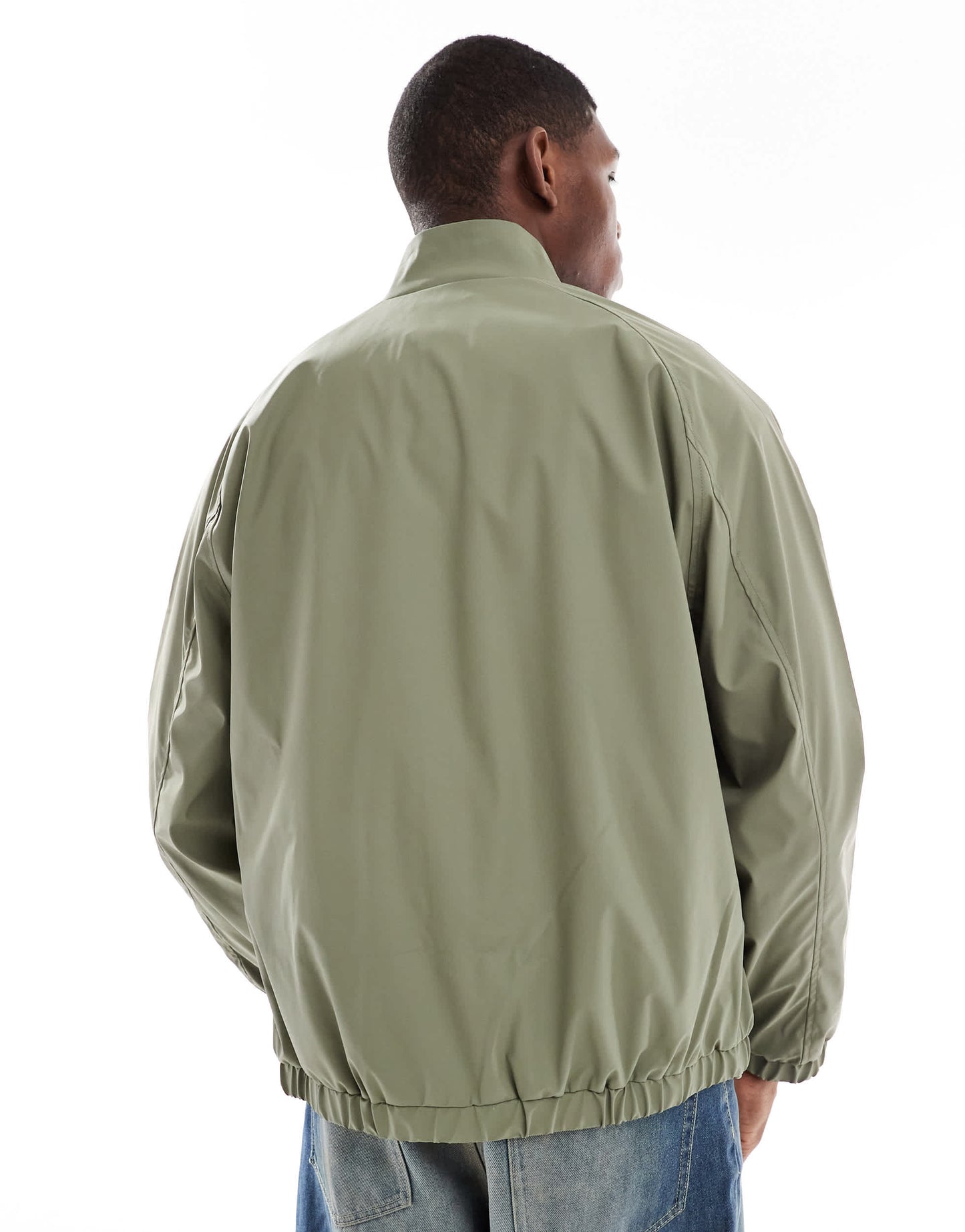 ASOS DESIGN oversized rubberised windbreaker khaki