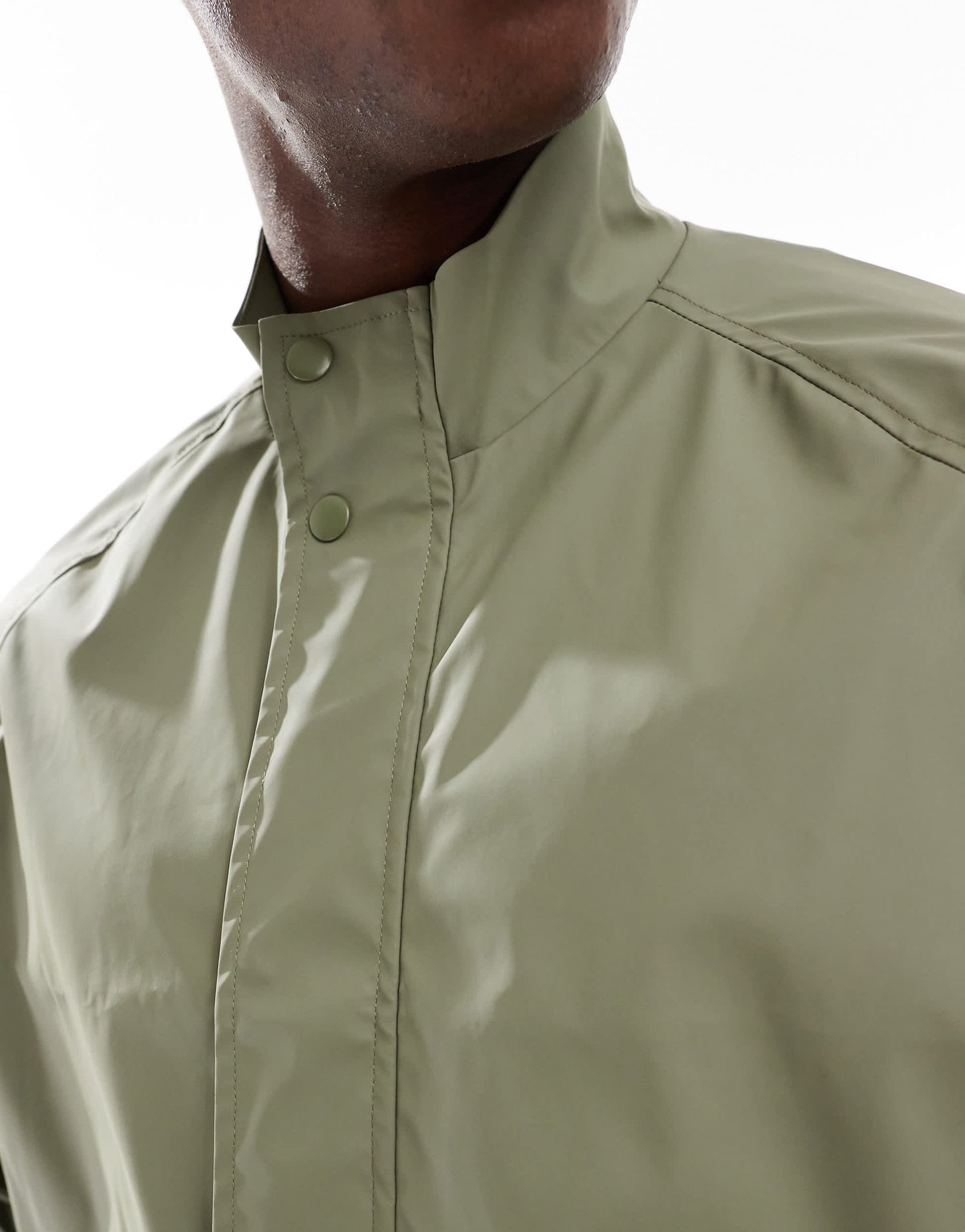 ASOS DESIGN oversized rubberised windbreaker khaki