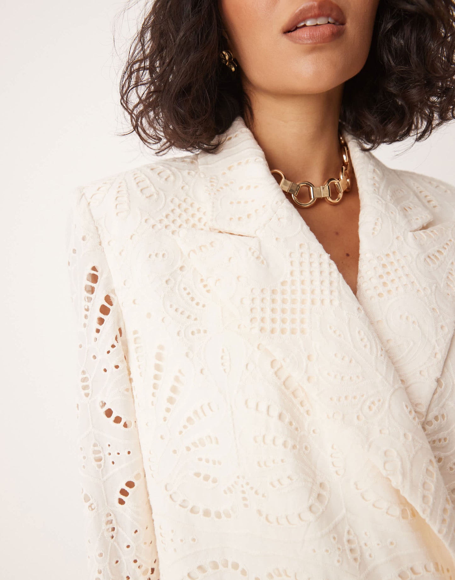 ASOS DESIGN embroidered blazer co-ord in cream