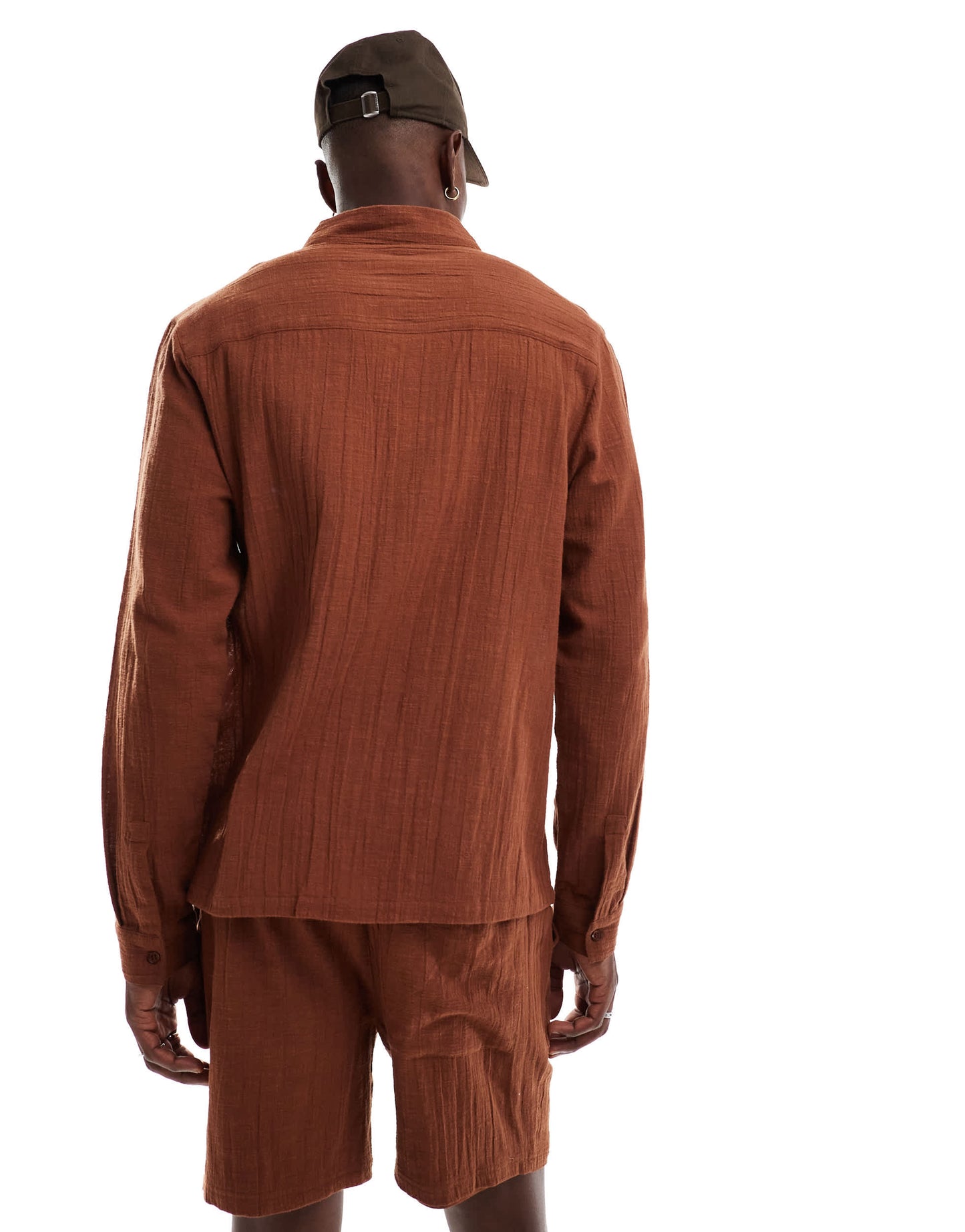 Another Influence gauze relaxed fit short co-ord in terracotta