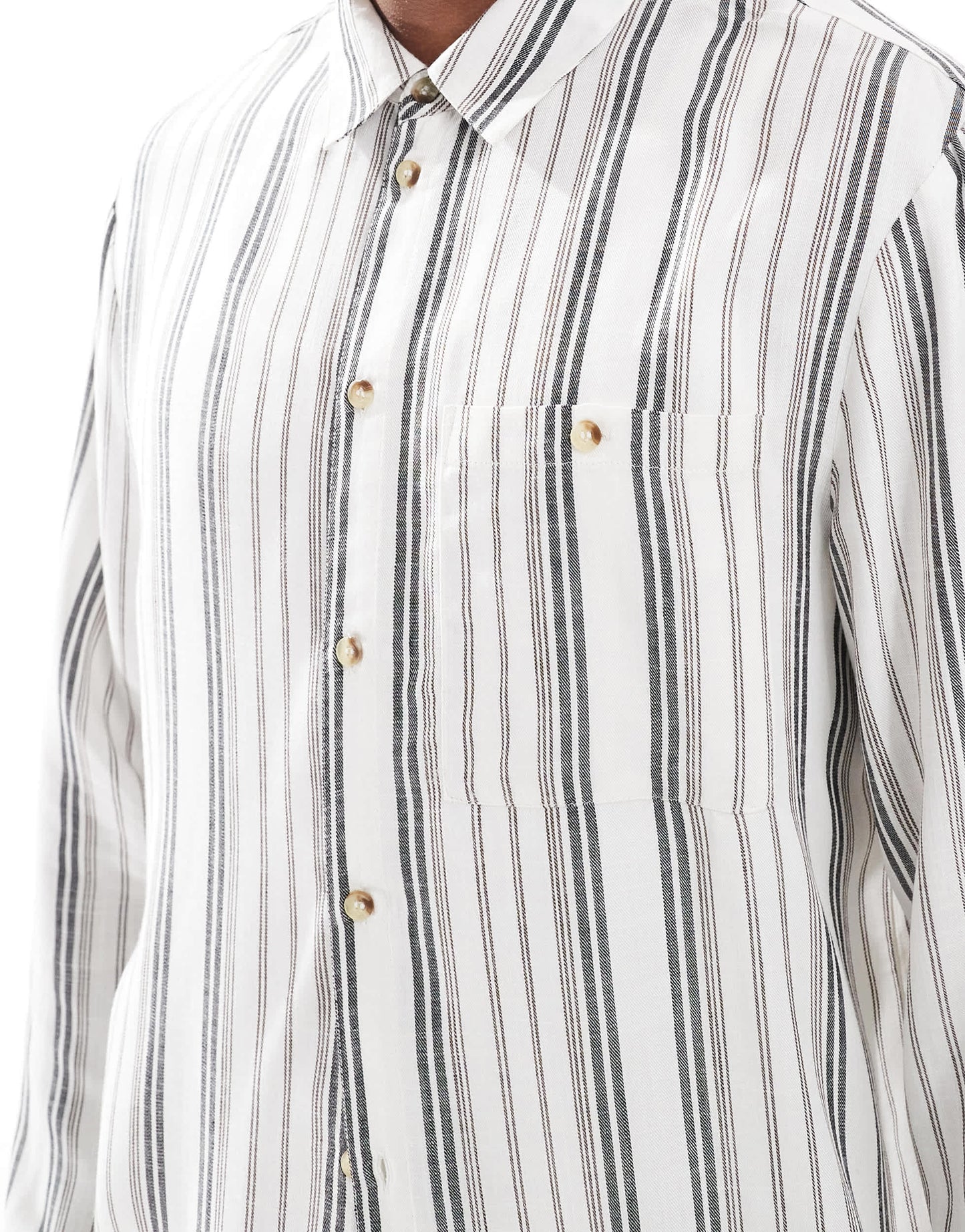 Another Influence long sleeve striped shirt co-ord in charcoal and white