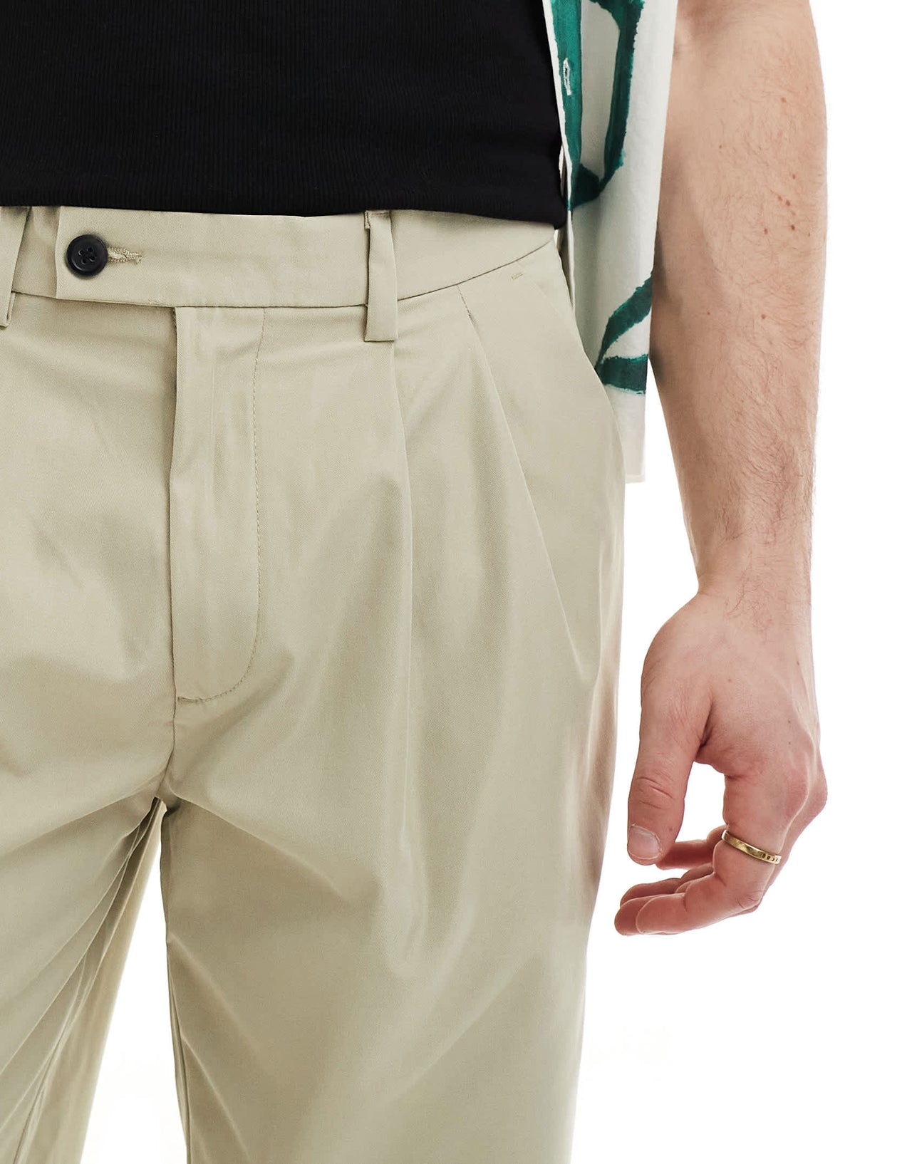 Jack & Jones bill wide fit pleated trouser in beige