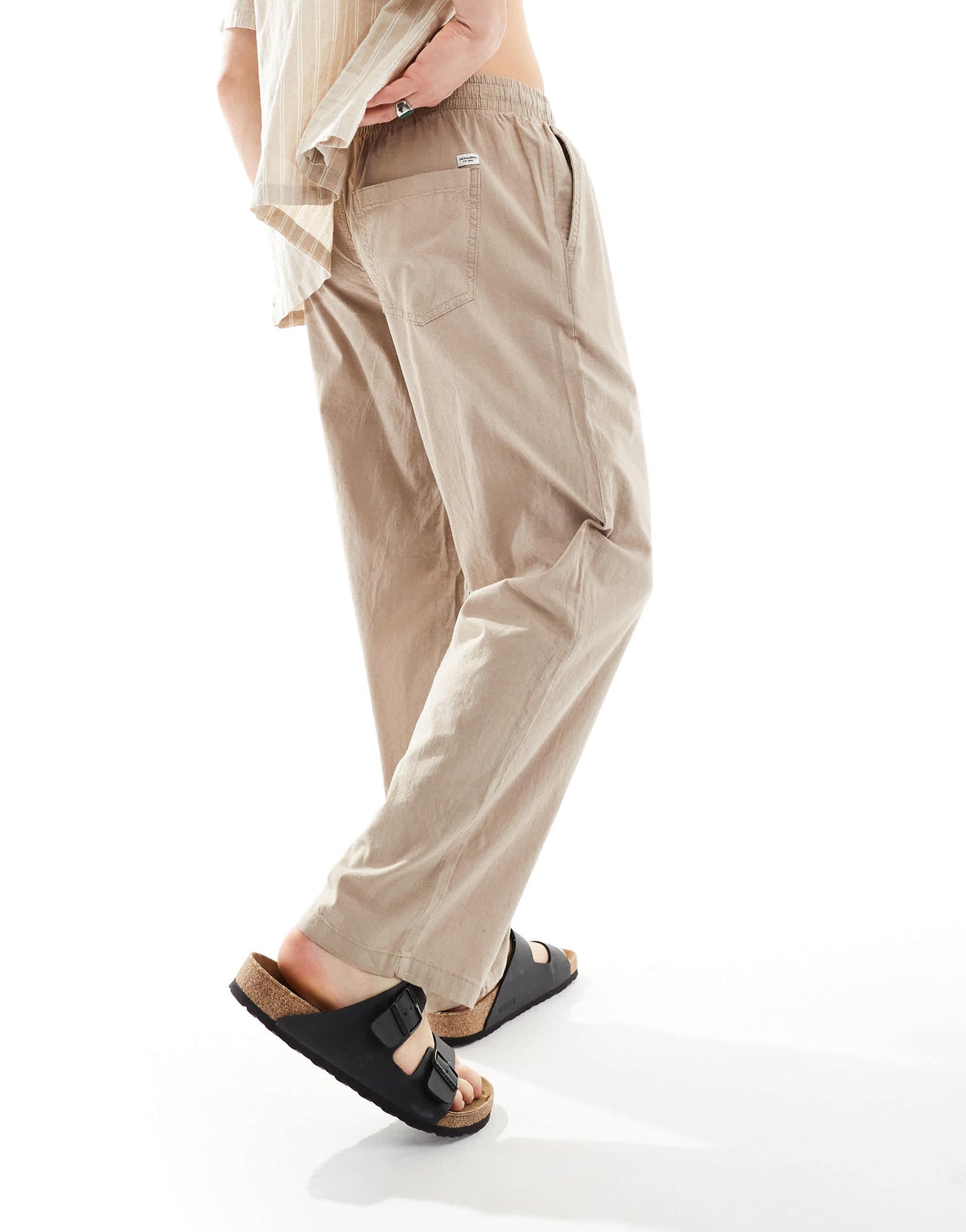 Jack & Jones loose fit linen mix trouser in beige