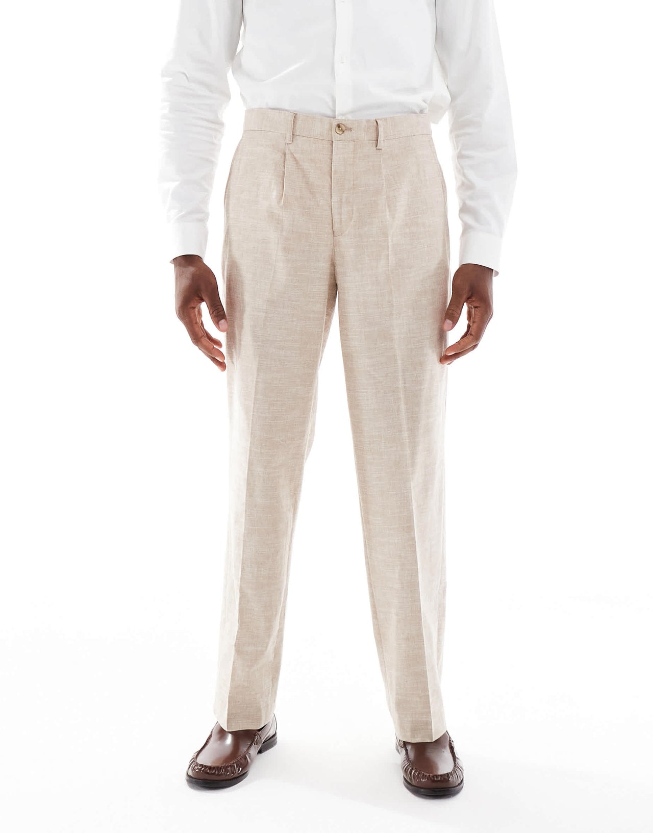 Jack & Jones Premium relaxed fit linen mix suit trouser in beige