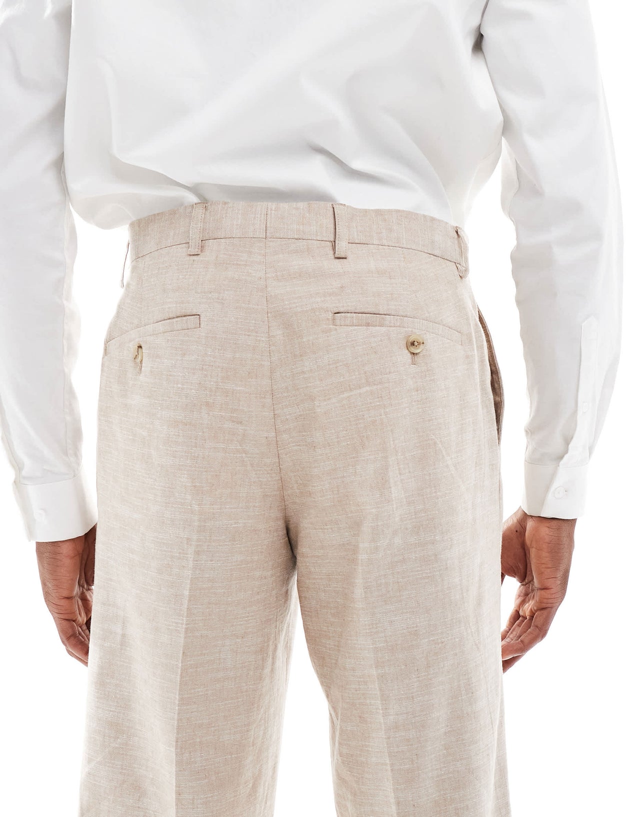 Jack & Jones Premium relaxed fit linen mix suit trouser in beige