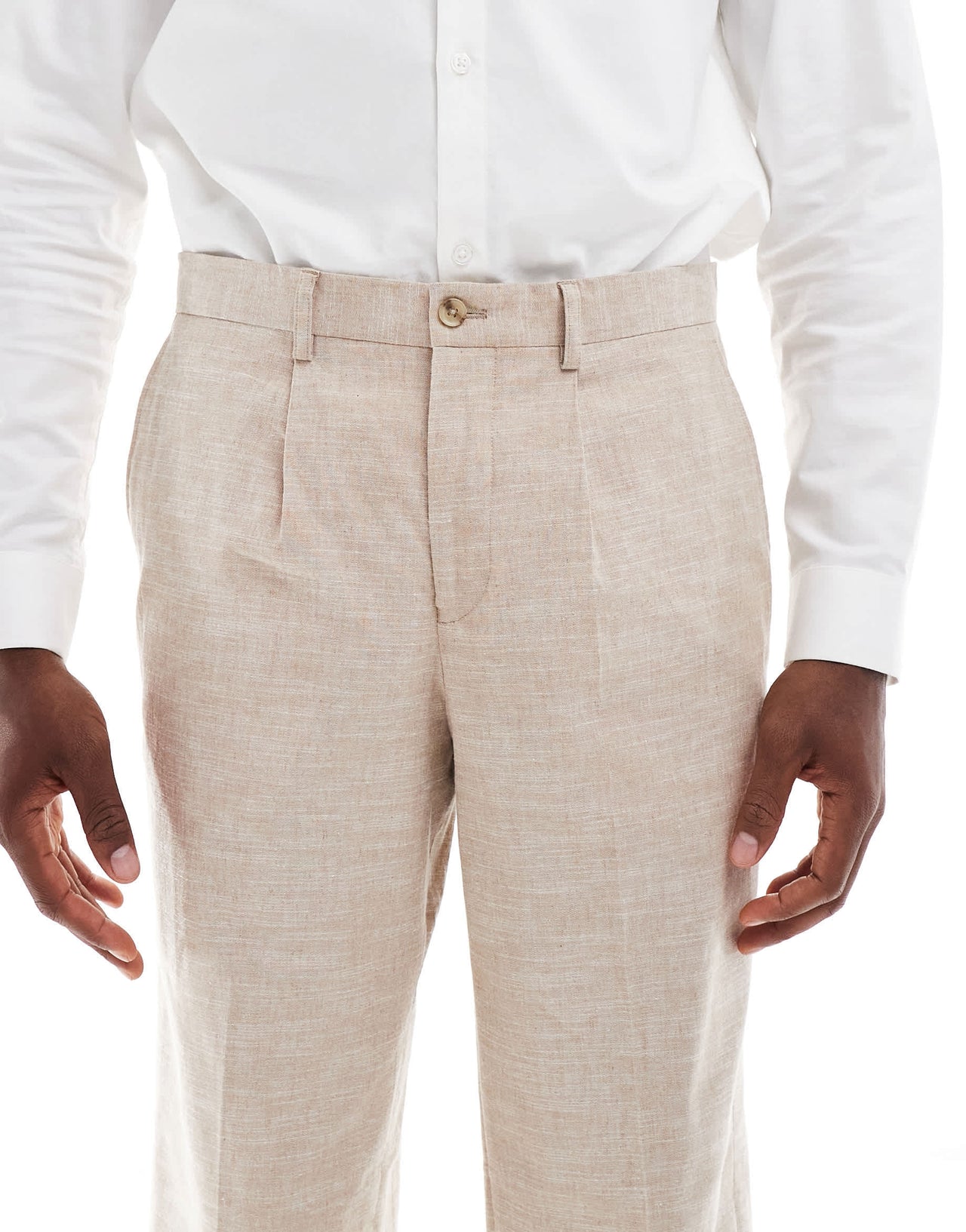 Jack & Jones Premium relaxed fit linen mix suit trouser in beige