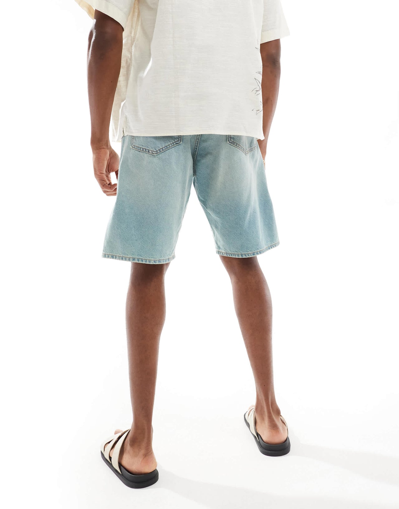 Jack & Jones alex baggy denim jort in vintage bleach wash
