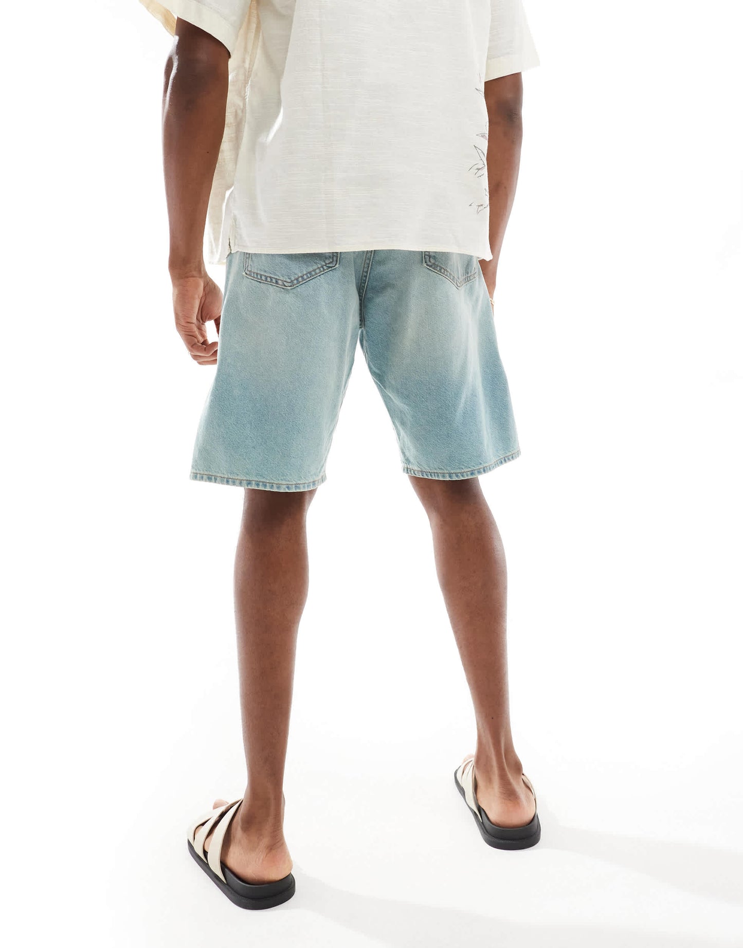 Jack & Jones alex baggy denim jort in vintage bleach wash