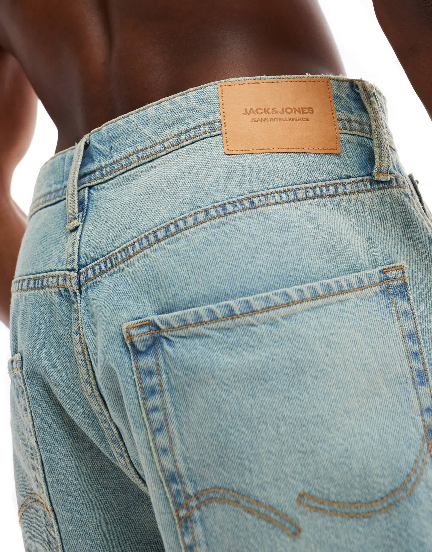 Jack & Jones alex baggy denim jort in vintage bleach wash