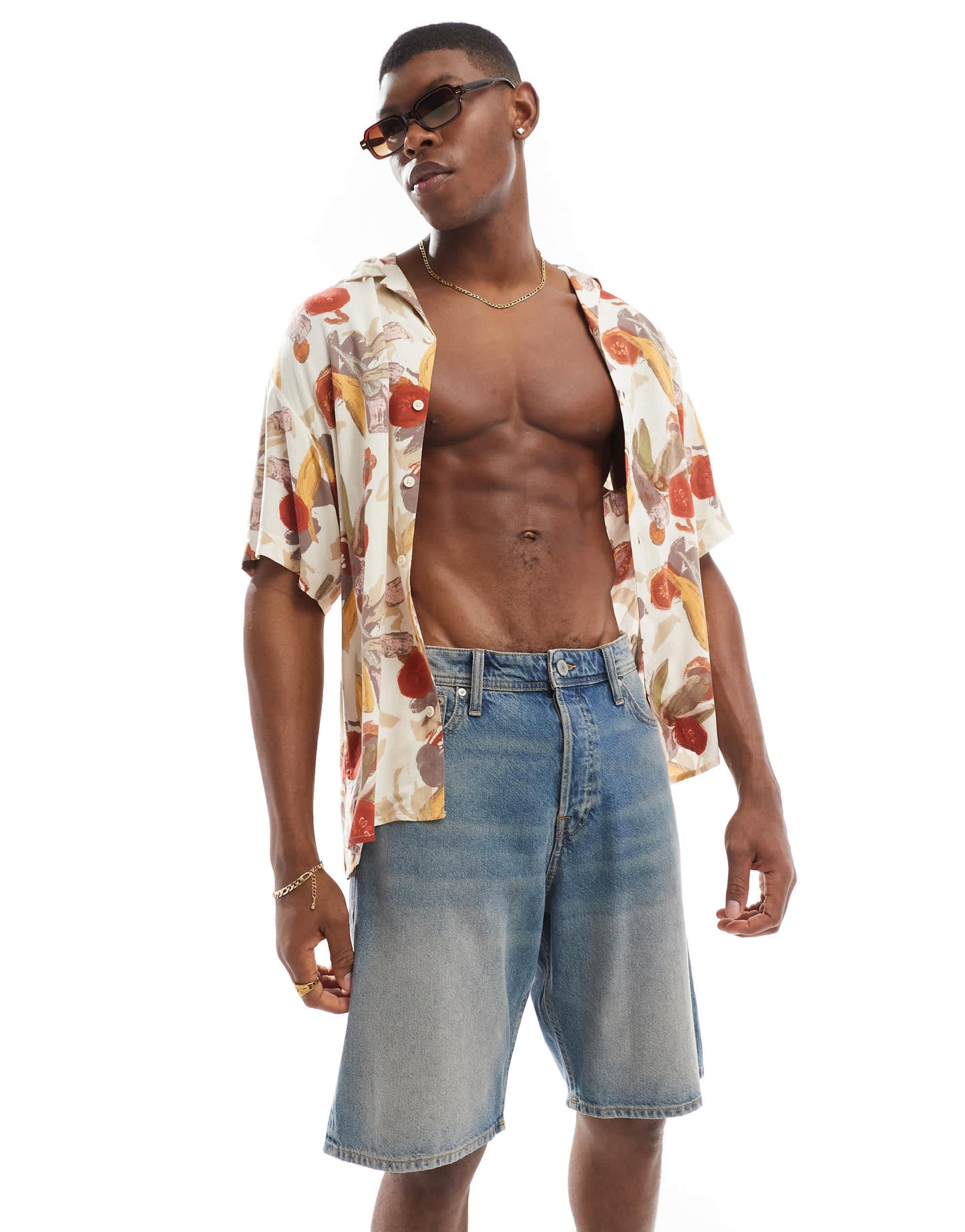 Jack & Jones alex baggy fit denim jorts in vintage blue wash